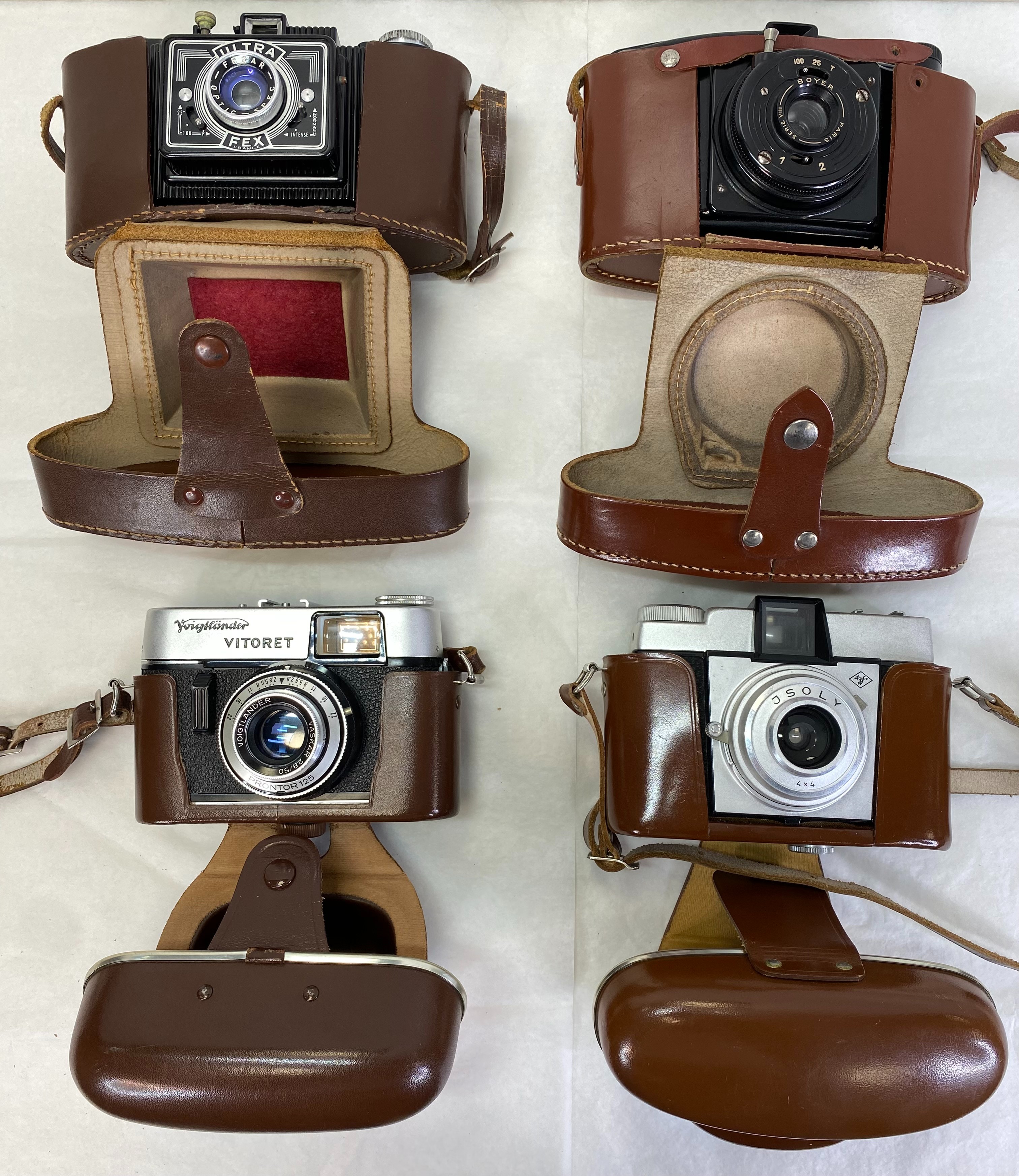 ANCIEN APPAREIL PHOTO argentique Ultra Fex avec sa housse en cuir EUR