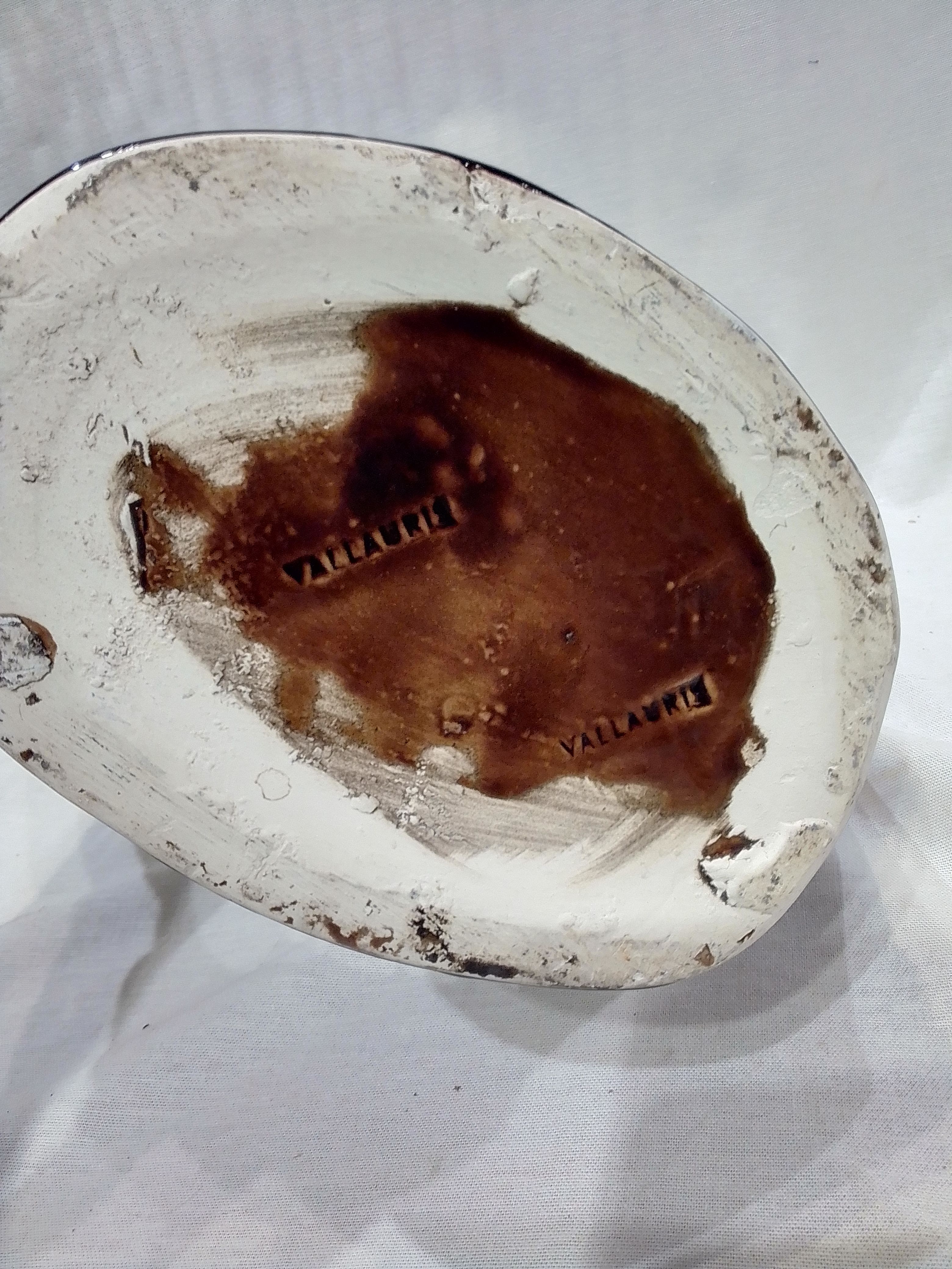 Vase/Sculpture Vintage Vallauris en céramique émaillé, double poignée, année 60 Très bon état - Vue 6 - 