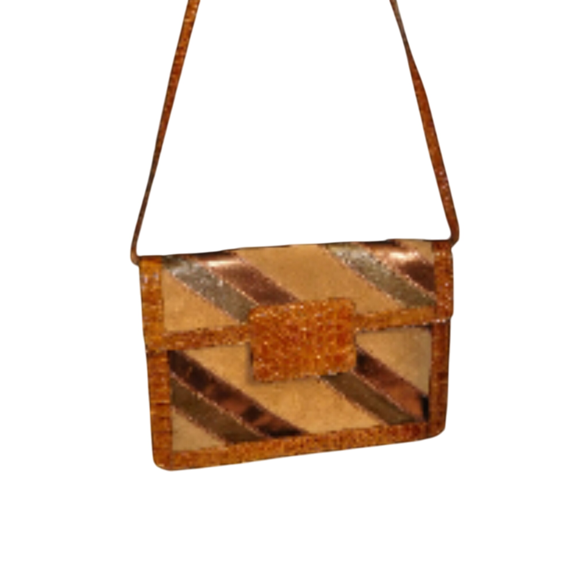 Sac A Main Vintage En Cuir Véritable d'Italie - Style Patchwork Et Croco°° - Photo 0
