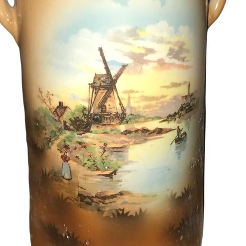Vase en Céramique Vintage Paysage Hollandais Fabriqué en Tchéquie  État correct - Vue 2 - 
