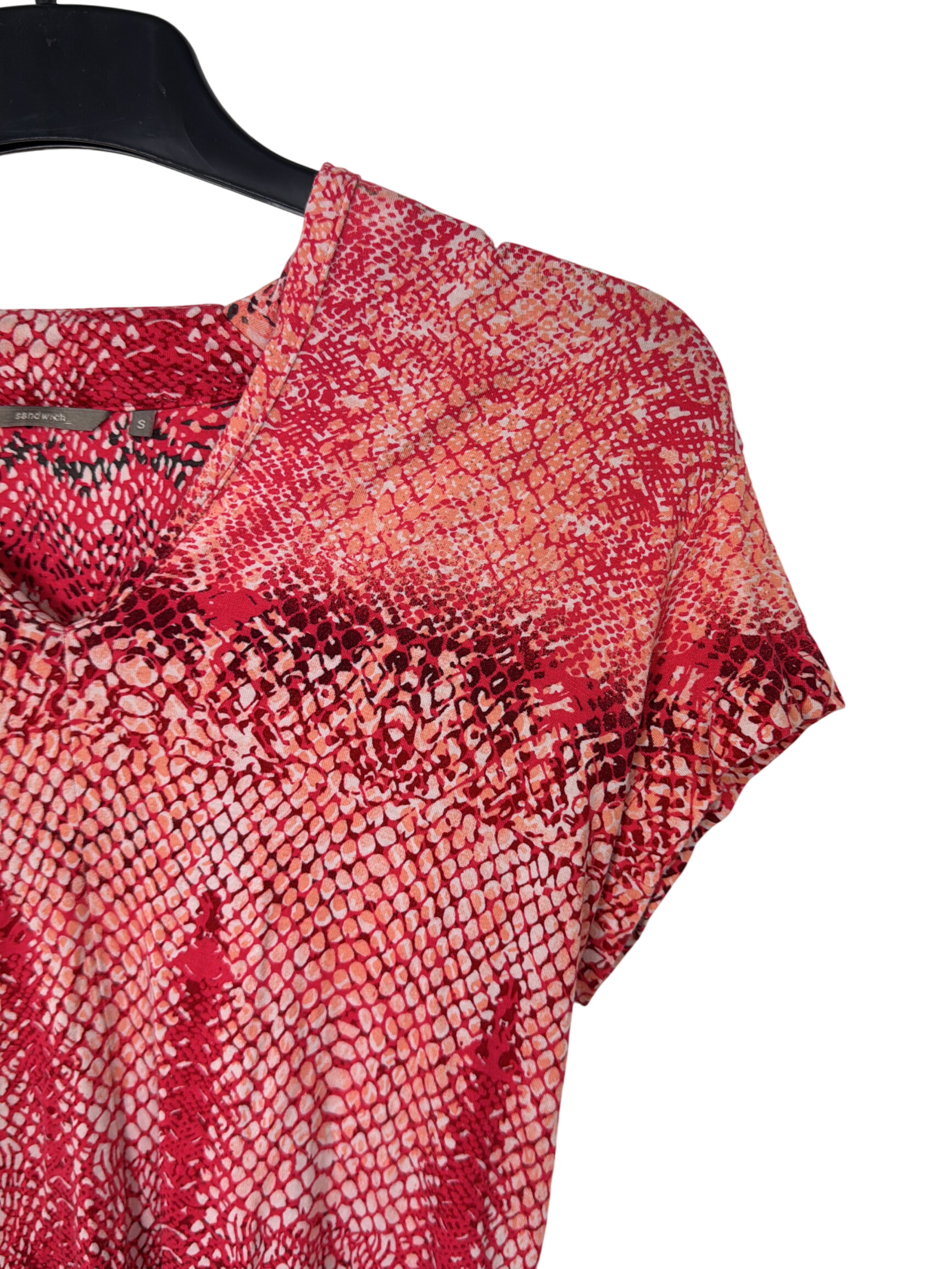 Tunique Sandwich motif peau de serpent rouge et beige S Très bon état - Vue 2 - 