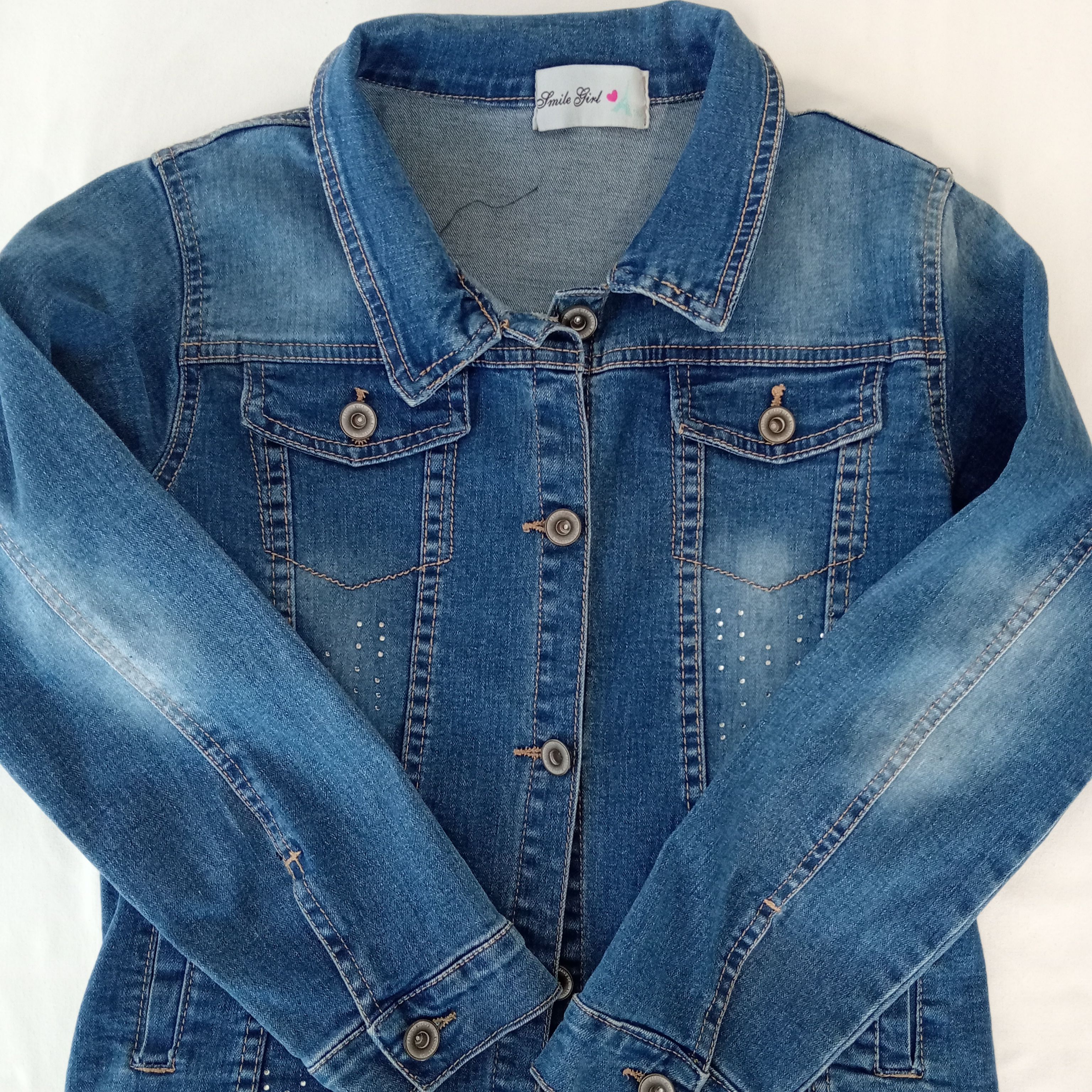 Veste en jean fille de la marque Smile Girl manches longues de couleur bleu taille 164 cm (14 ans) - Photo 2