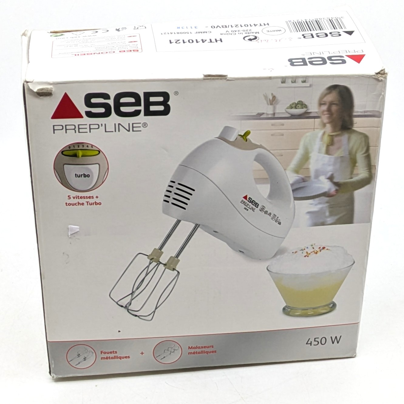 Moulinex HM2501B1 Batteur à Main Électrique Easy Max Mixeur 2 Fouets 5 Vitesses 200w Classe Energetique A