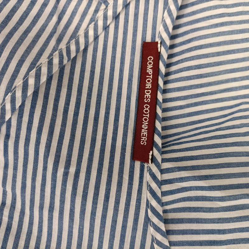 Top sans manches rayé blanc et bleu coton T44 Rayures - Comptoir des cotonniers Pleplum cintré - Photo 6