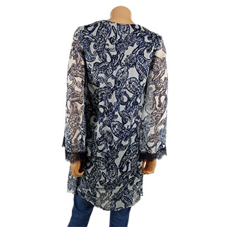 Tunique blanche imprimé bleu foncé -Femme- MNG suit -Taille XS Très bon état - Vue 2 - 