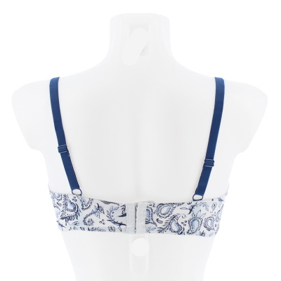 Soutien gorge blanc et bleu imprimé Fleurs avec armatures - femme - taille - 100D - Photo 2