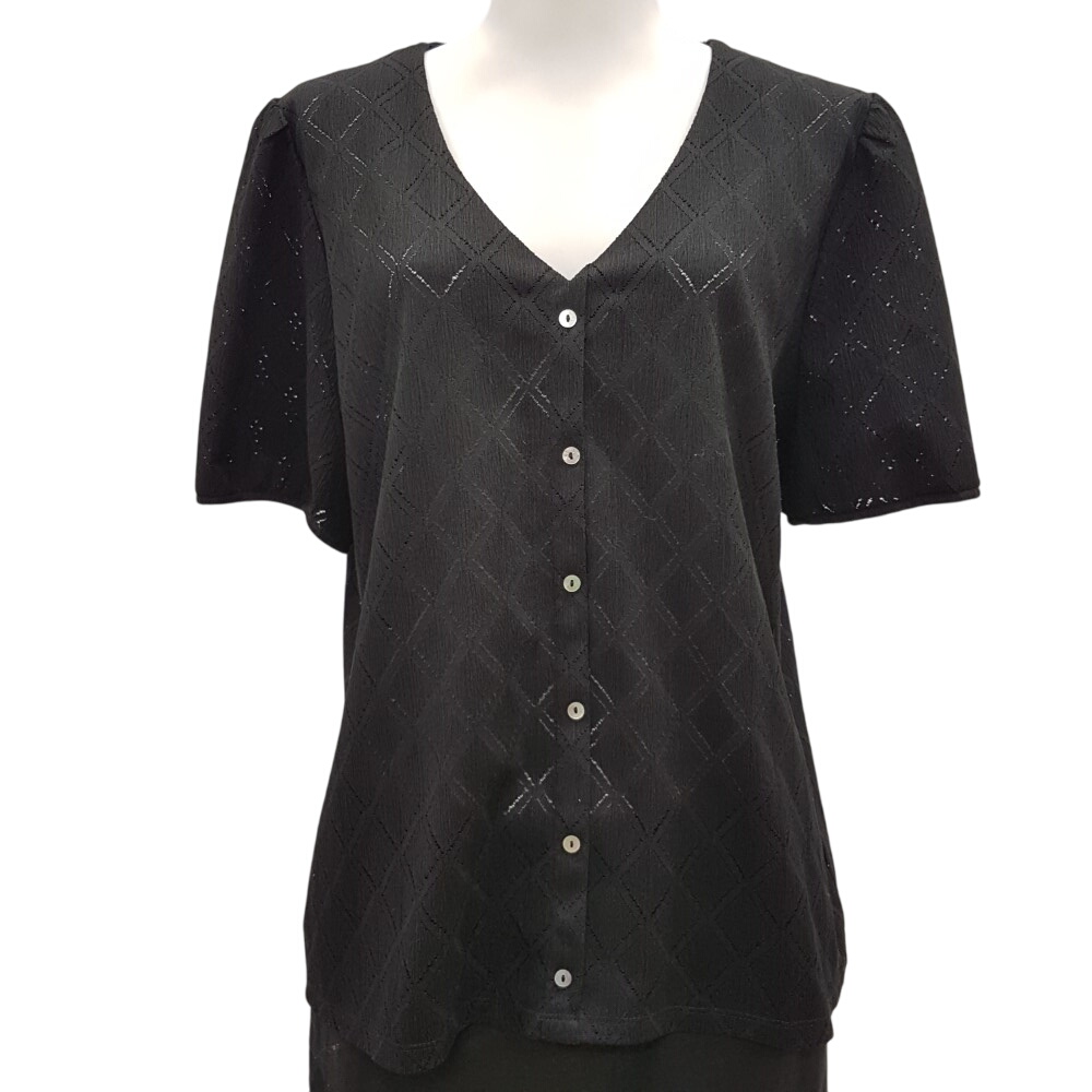 Blouse noire à losanges ajourés - GRAIN DE MALICE - Taille XL - Photo 0