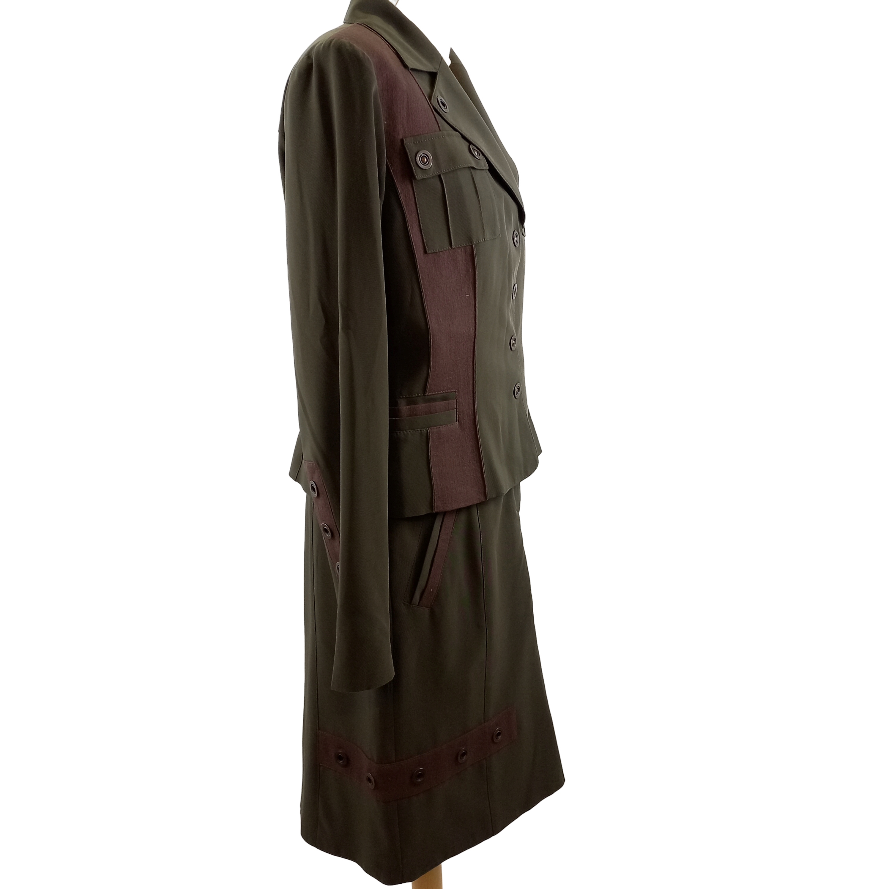 Ensemble jupe et veste kaki/marron - Atika - T.40 Très bon état - Vue 2 - 