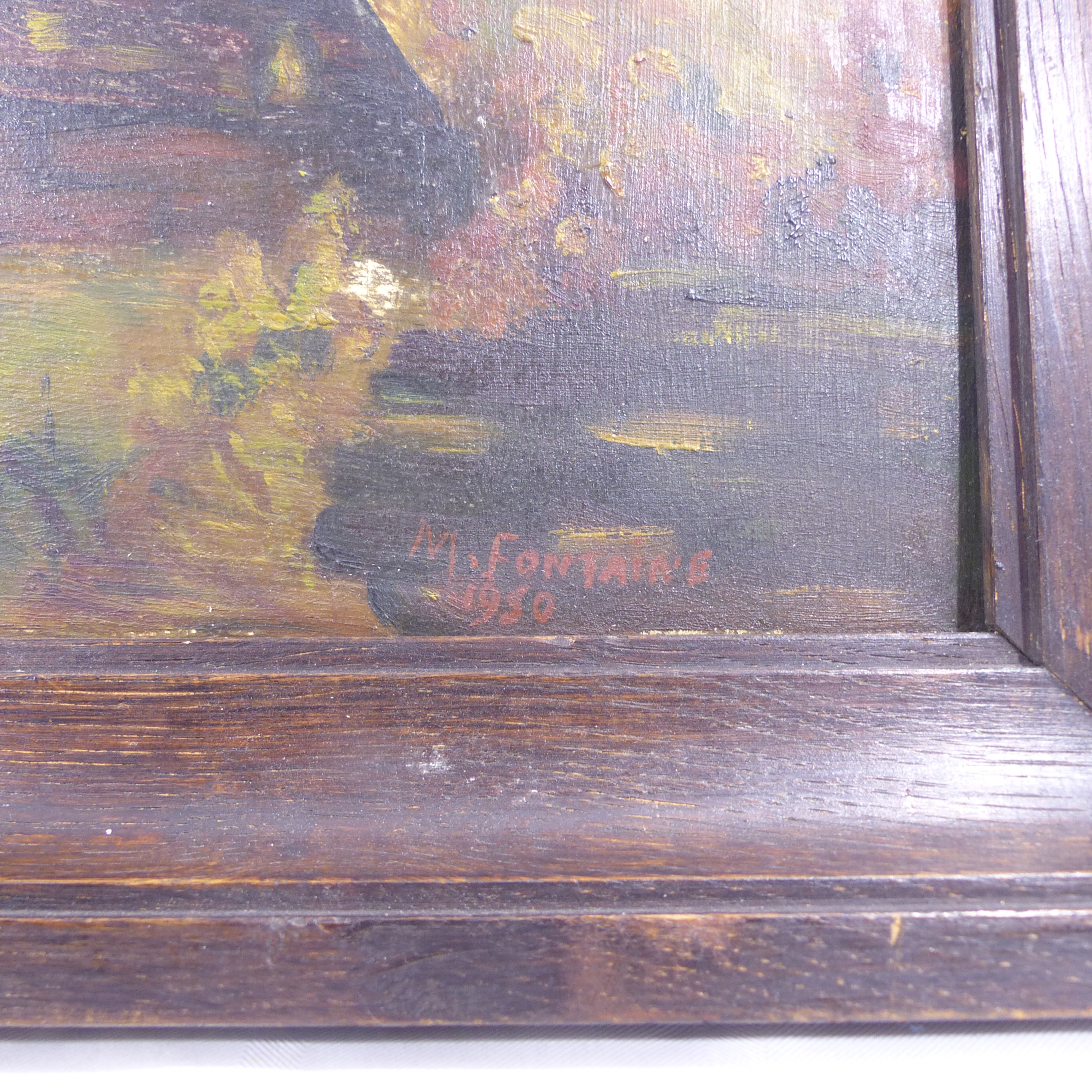 Peinture sur panneau de bois - Signée M.Fontaine 1950 - Photo 1