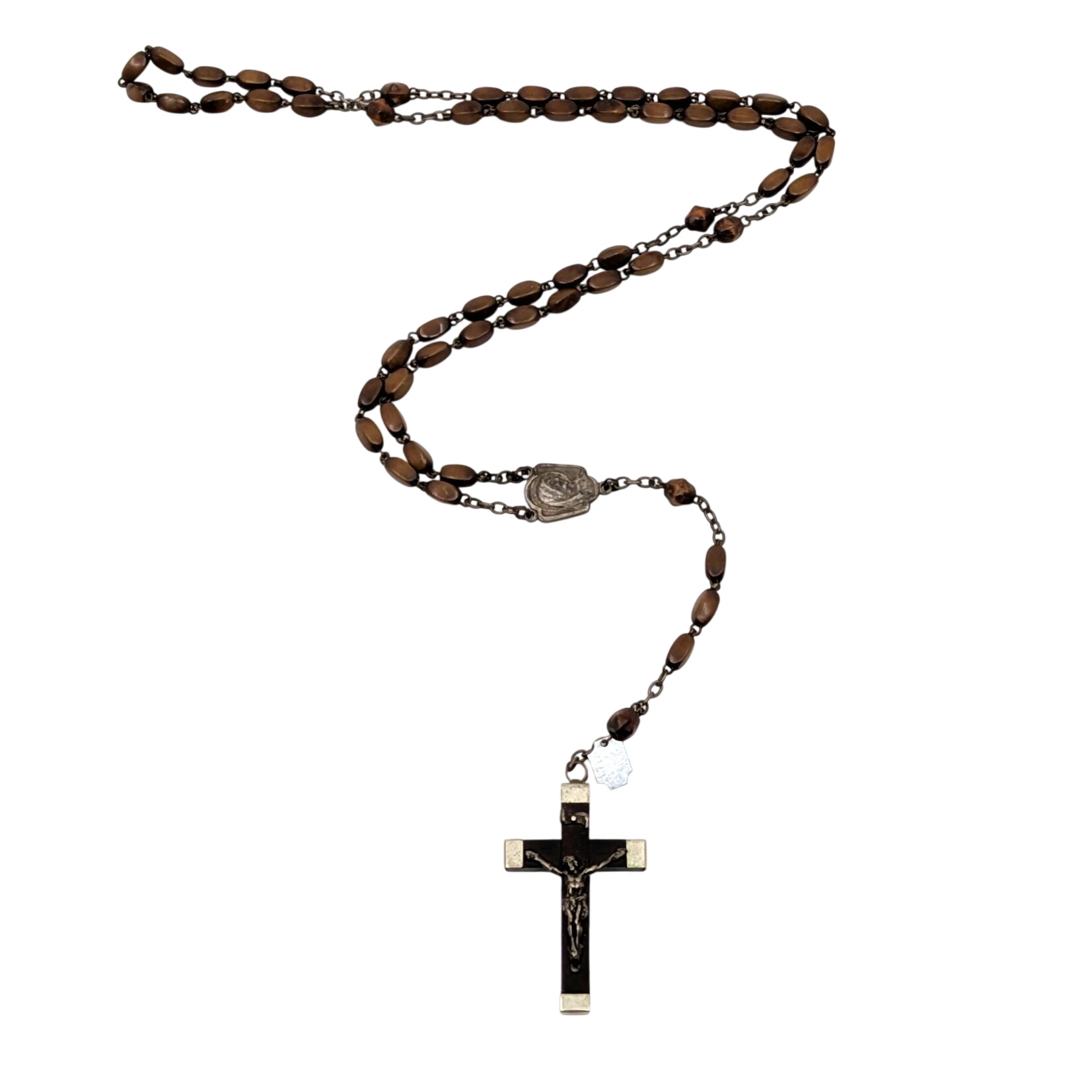 Chapelet Ancien XIXème – Acier Et Boule – Croix Reliquaire – Rare