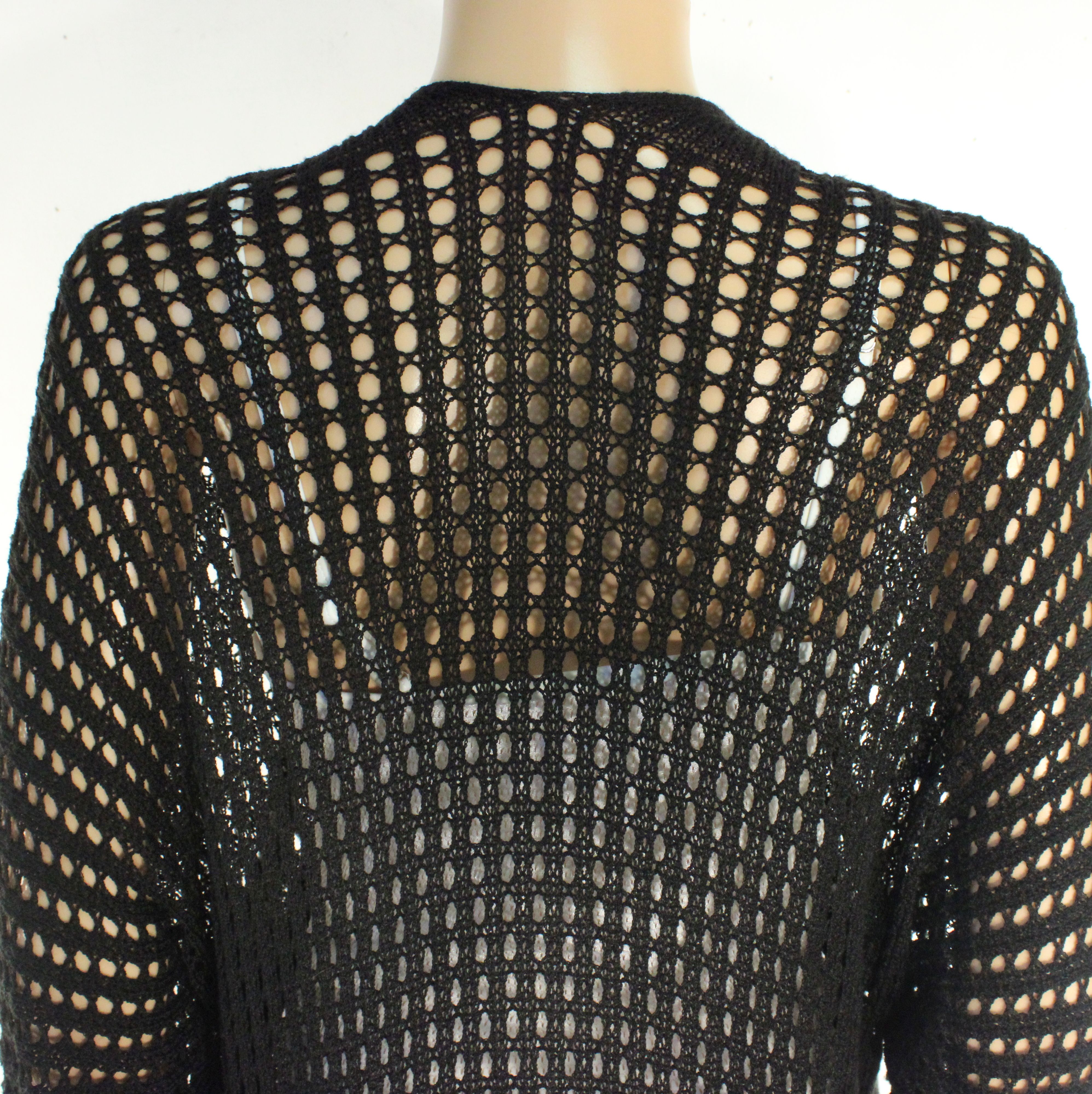 Gilet Long Femme Noire En Crochet Estimée Taille Unique - Photo 3