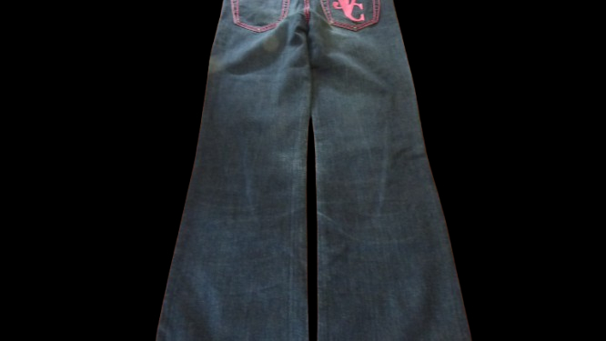 Jeans Versace bleu et coutures rose fuschia pour femme - taille 42  - Vue 7 - 