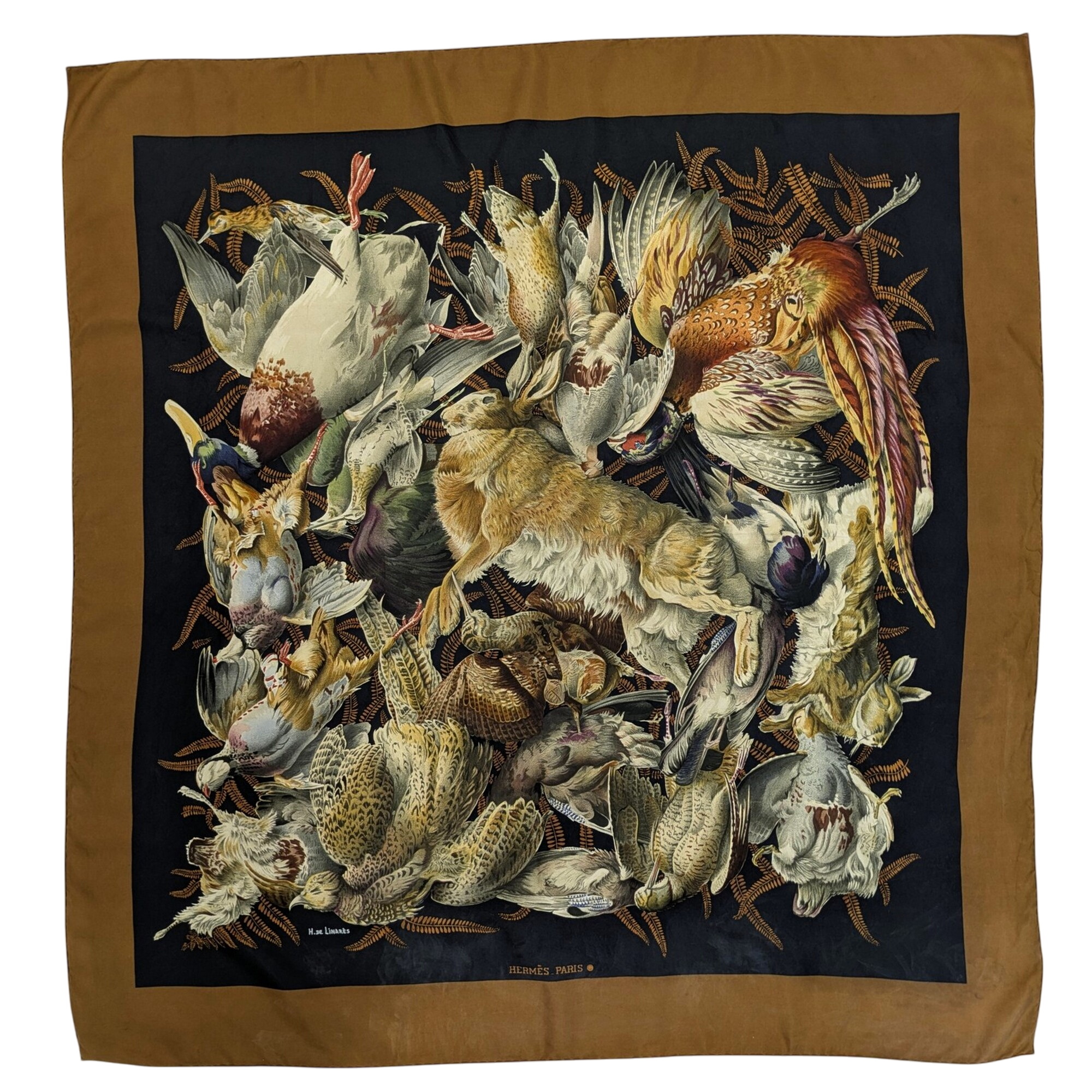Hermès Tableau de Chasse Design H. de Linarès Foulard Carré de soie 85 cm x 89 cm - Photo 0