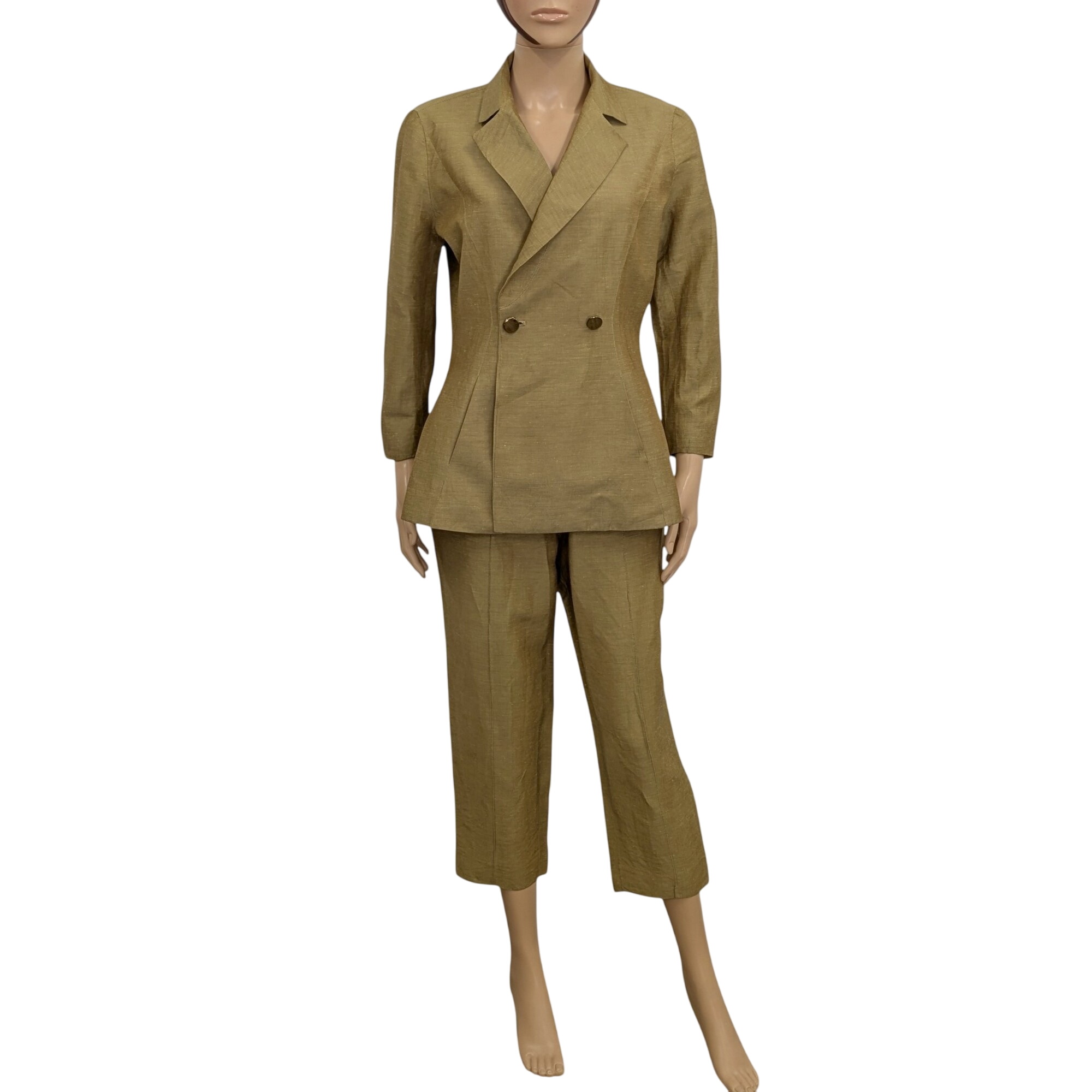 Tailleur Veste & Pantalon Claude Montana T 42 Ensemble en lin mlang cuivr - Label Emmaus - Modalova