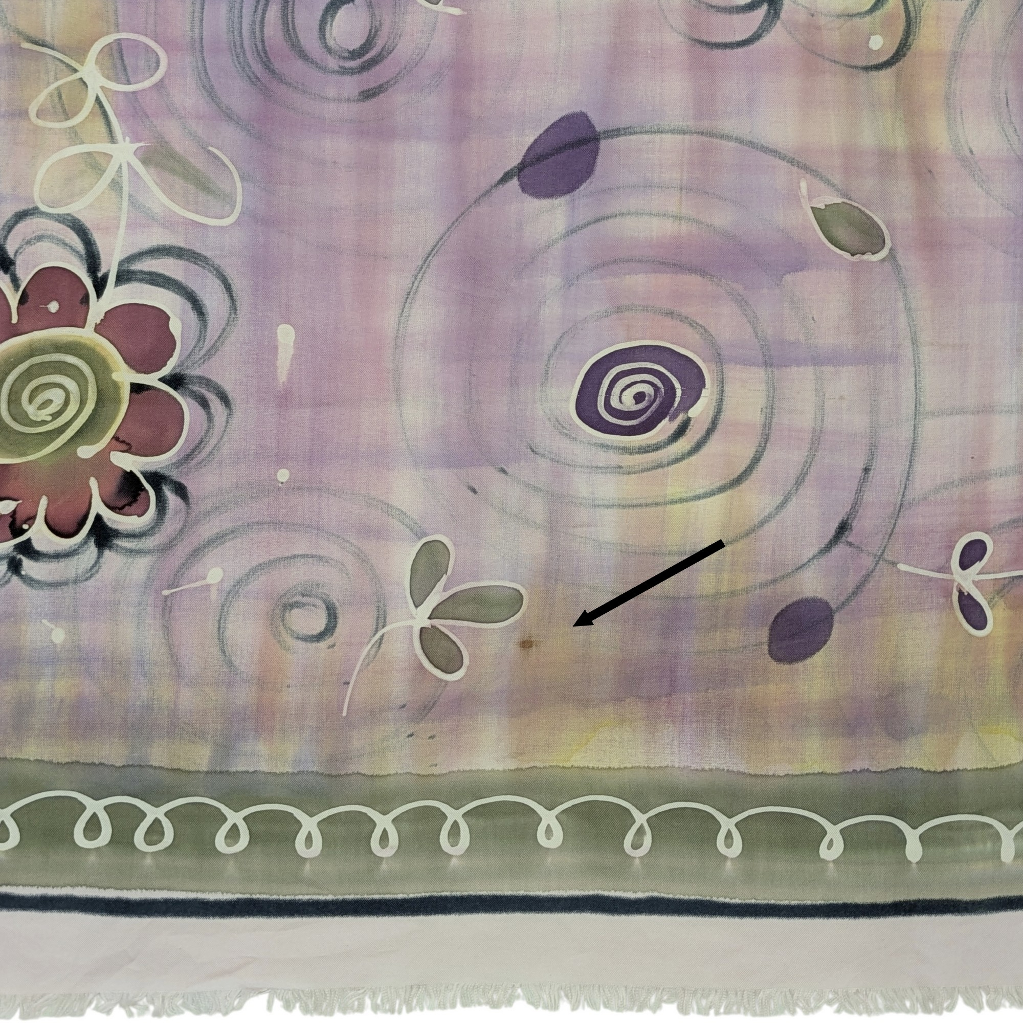 Foulard carré en soie peint à la main motifs floraux Tendance hippie Bohème 83 x 87 cm - Photo 6