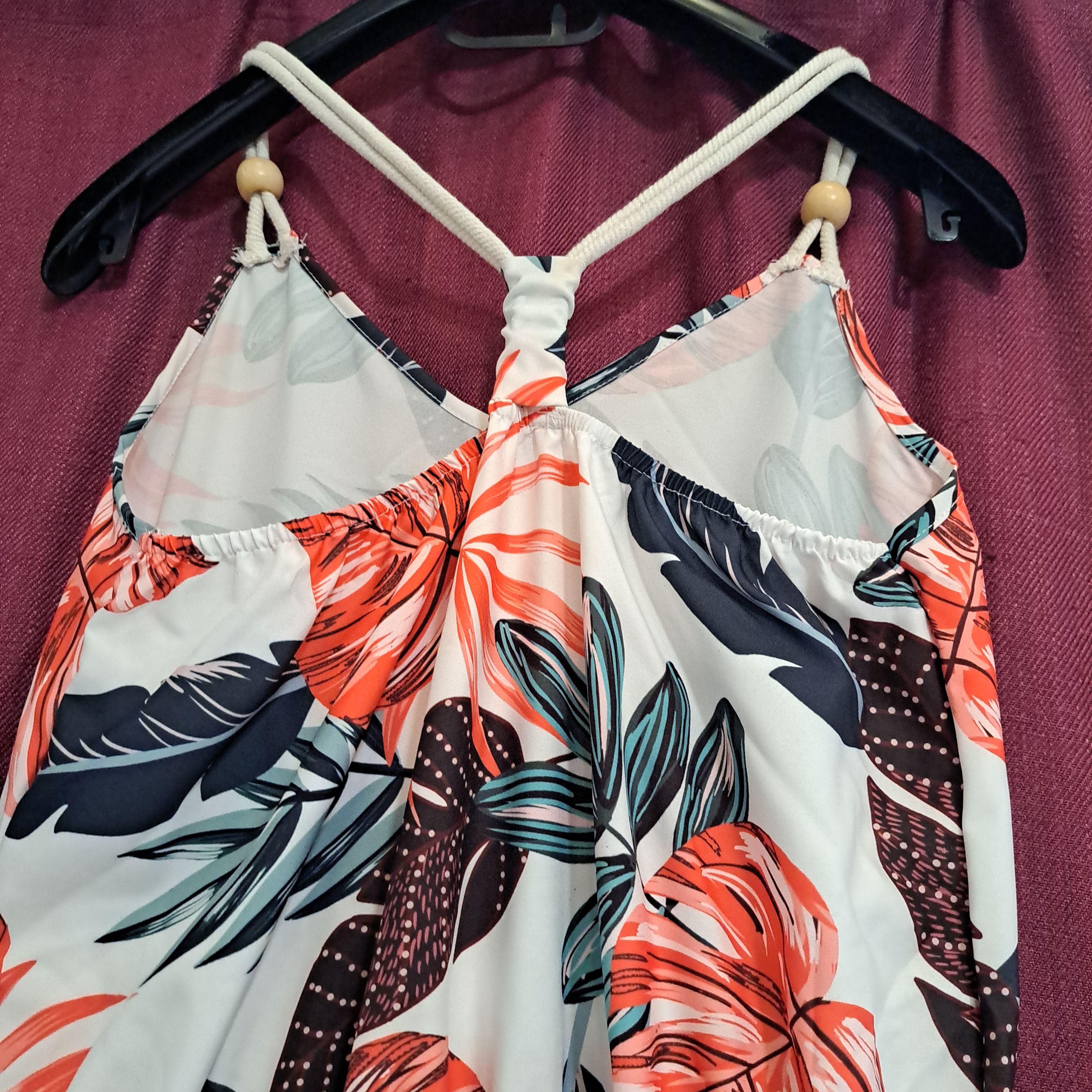 Robe d'été longue en polyester motif feuillage TS Très bon état - Vue 2 - 