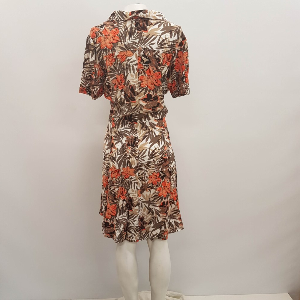Robe chemise imprimé exotique marron et orange - DAMART - Taille 42 estimé - Photo 1