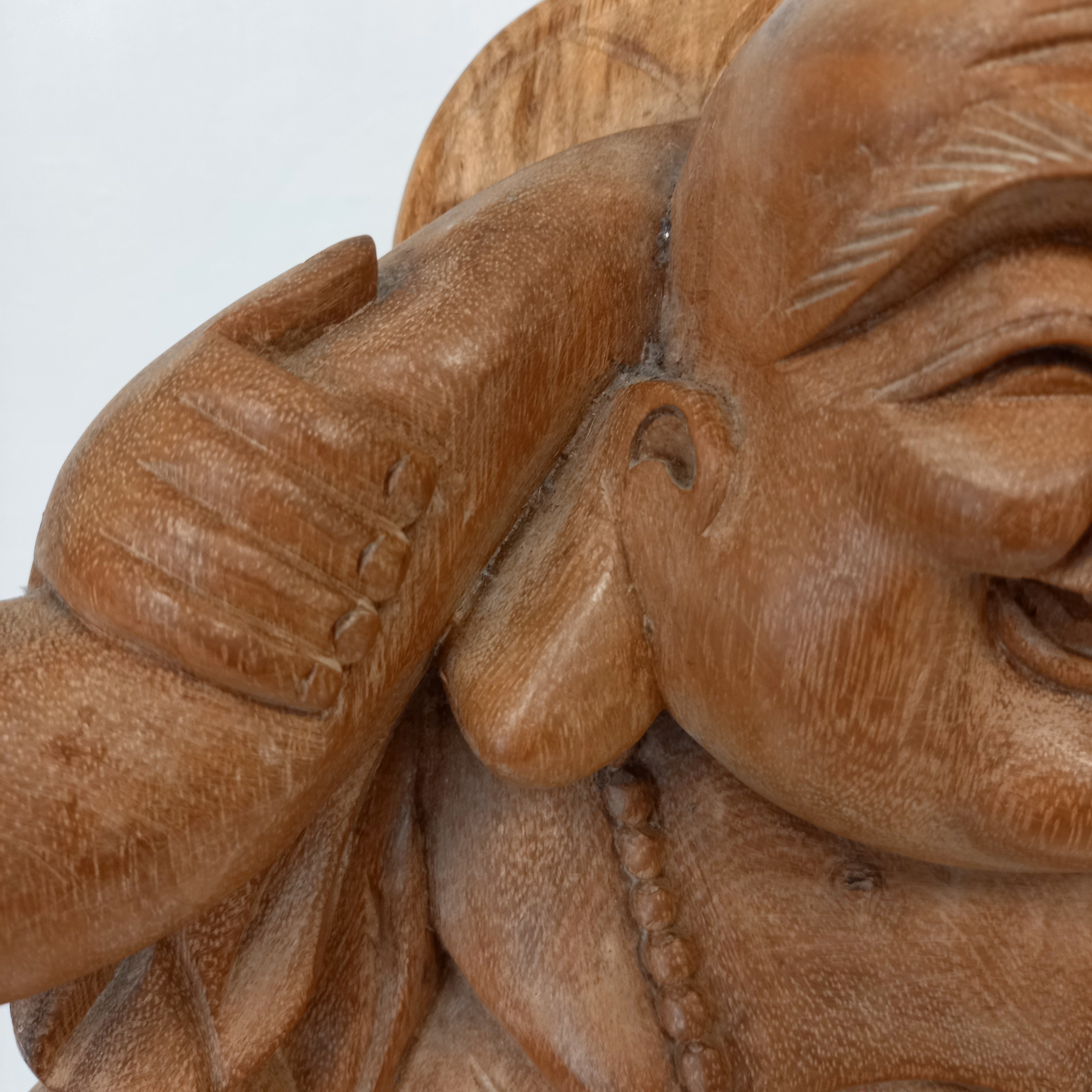 Sculpture bouddha rieur bois Art Asiatique Hauteur 40 cm  - Photo 6