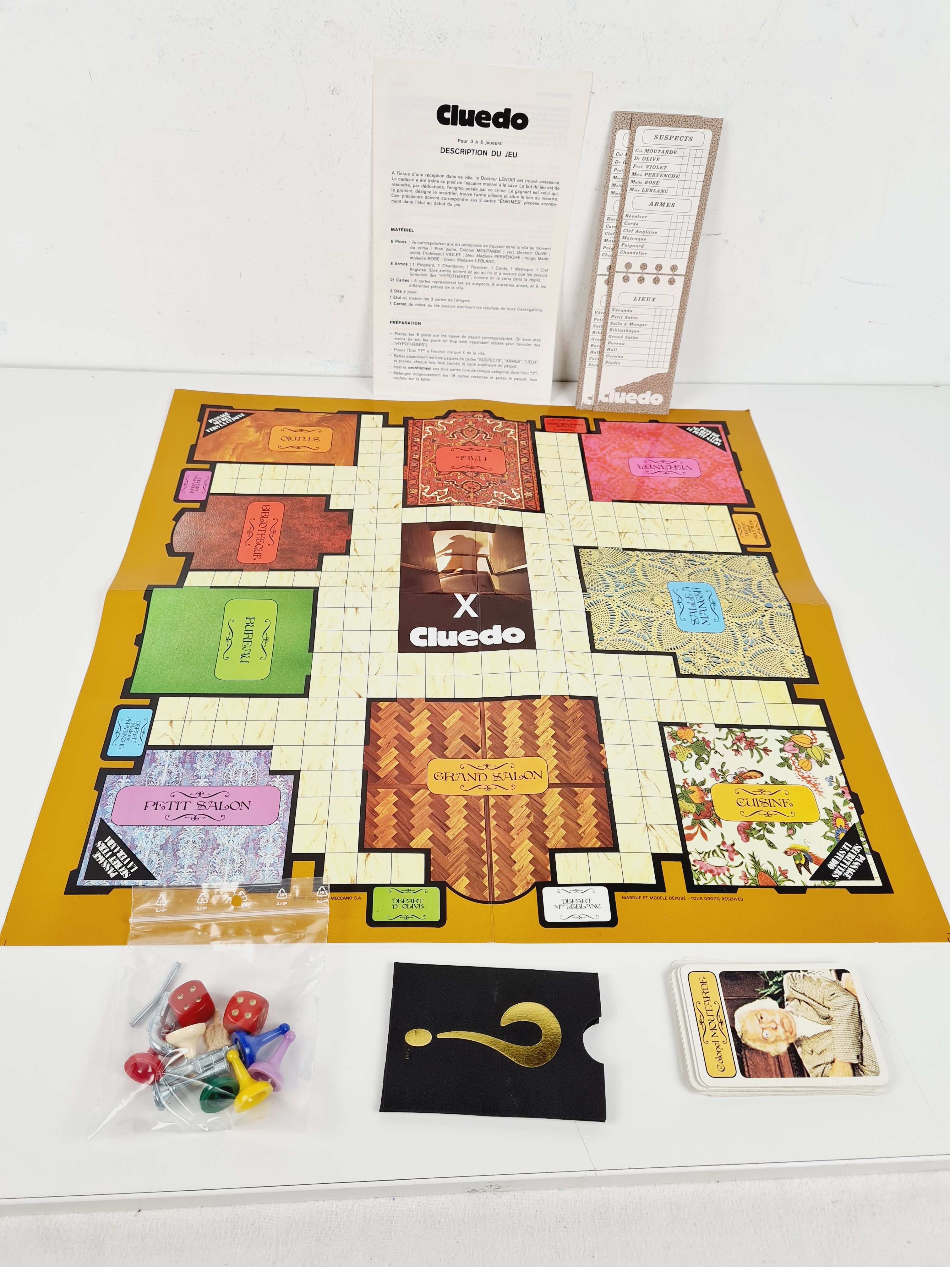 Jeu d'enquête vintage - Cluedo, Le Dr. Lenoir a été assassiné! Tient-on une piste? (petite boite) - Parker 1974 - 8 ans+ - Bon état - Photo 2