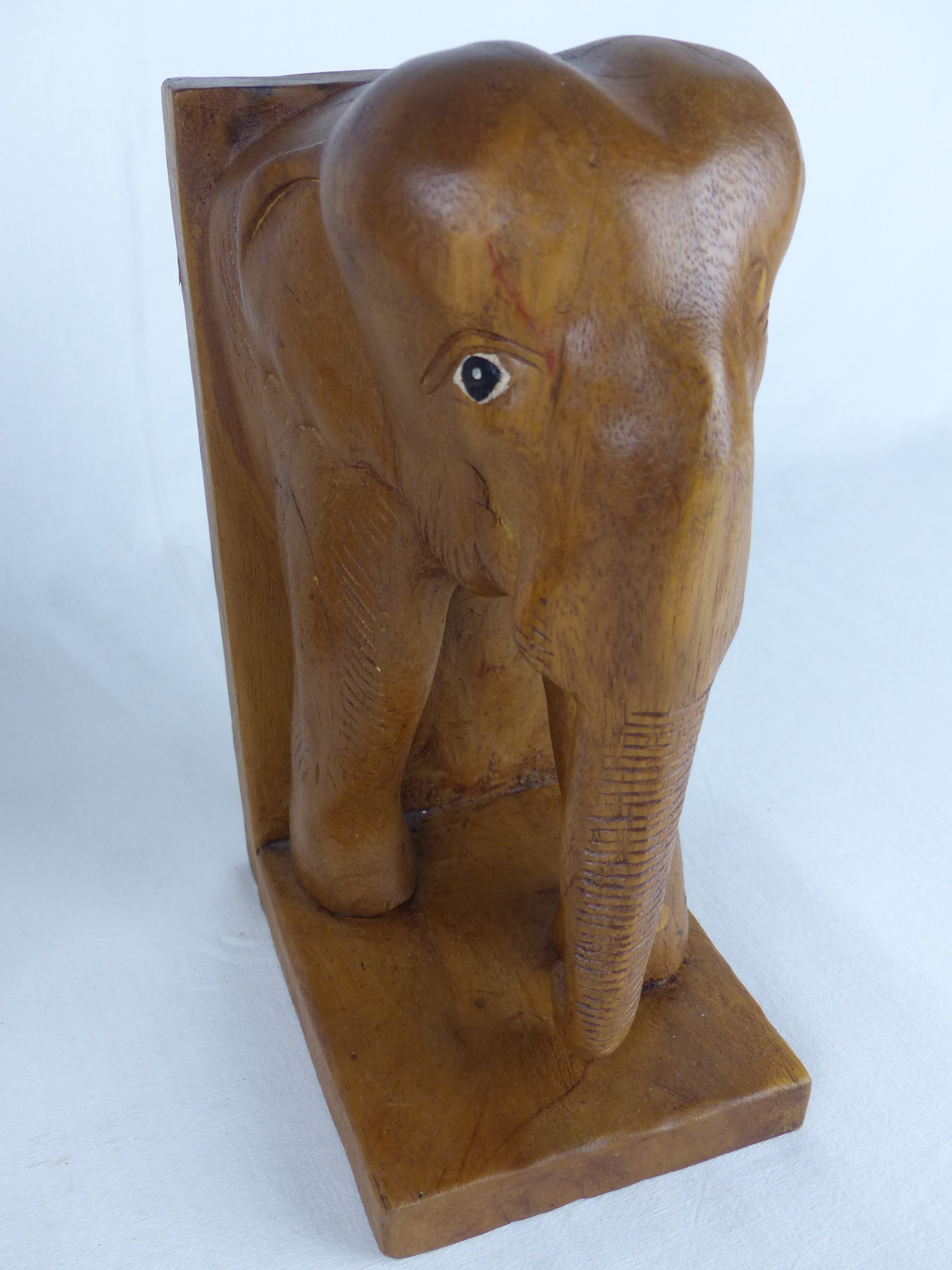 Serre-livres vintage Éléphants en bois sculpté - Photo 5