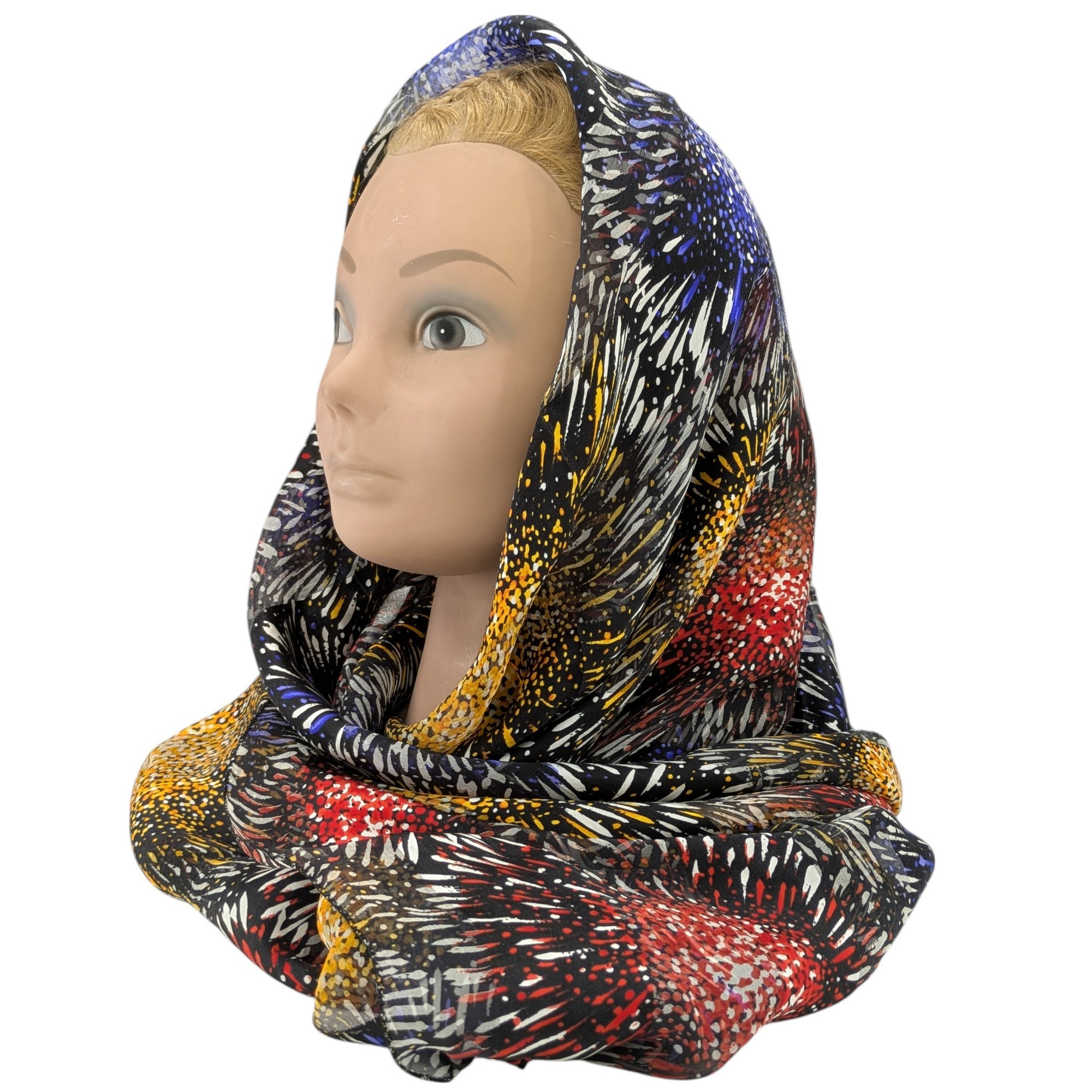 Grand Foulard Marc Rozier Carré en voile de soie imprimé coloré 116 cm x 117 cm - Photo 0