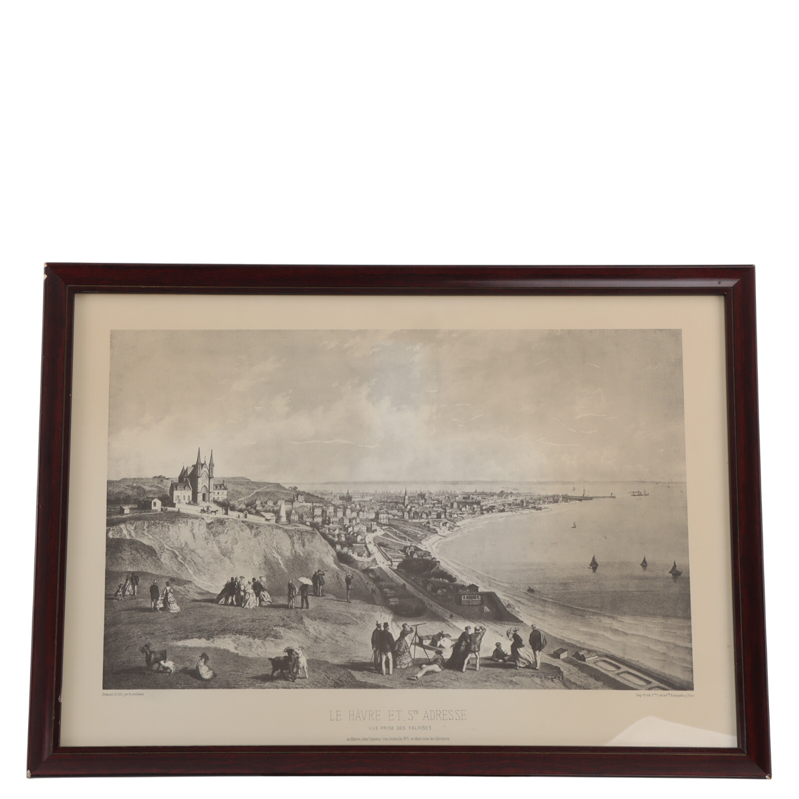 Lithographie - vue du Havre et de Sainte Adresse depuis les falaises - Photo 0