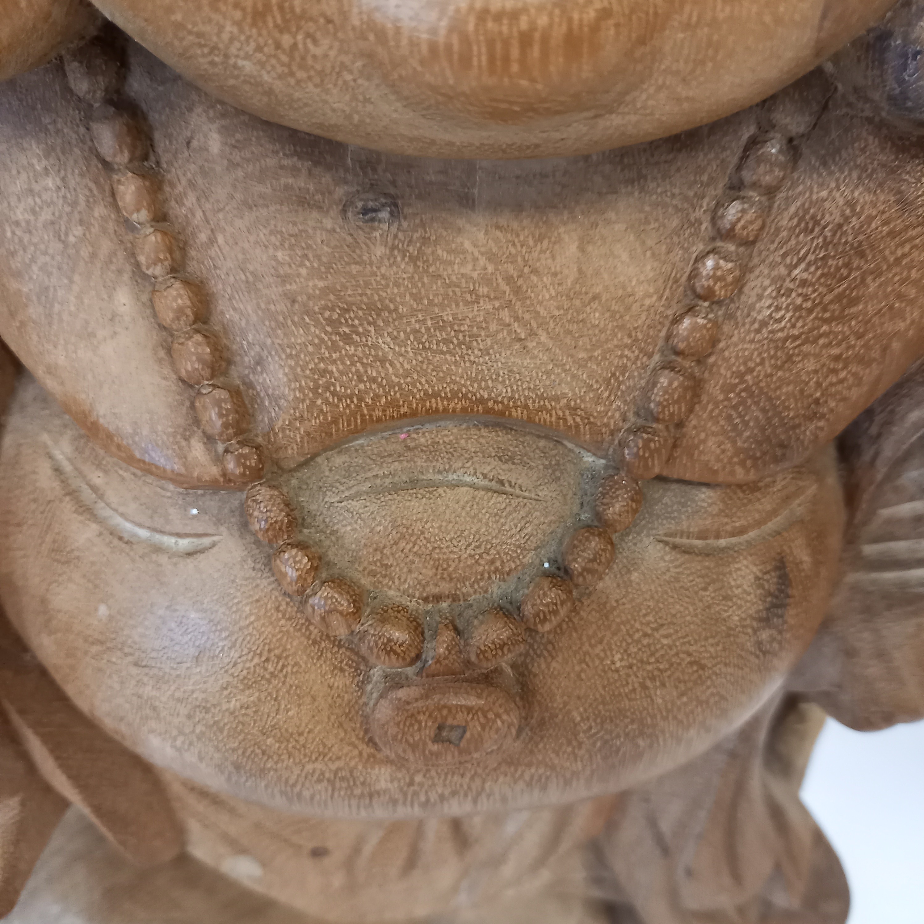 Sculpture bouddha rieur bois Art Asiatique Hauteur 40 cm  - Photo 4