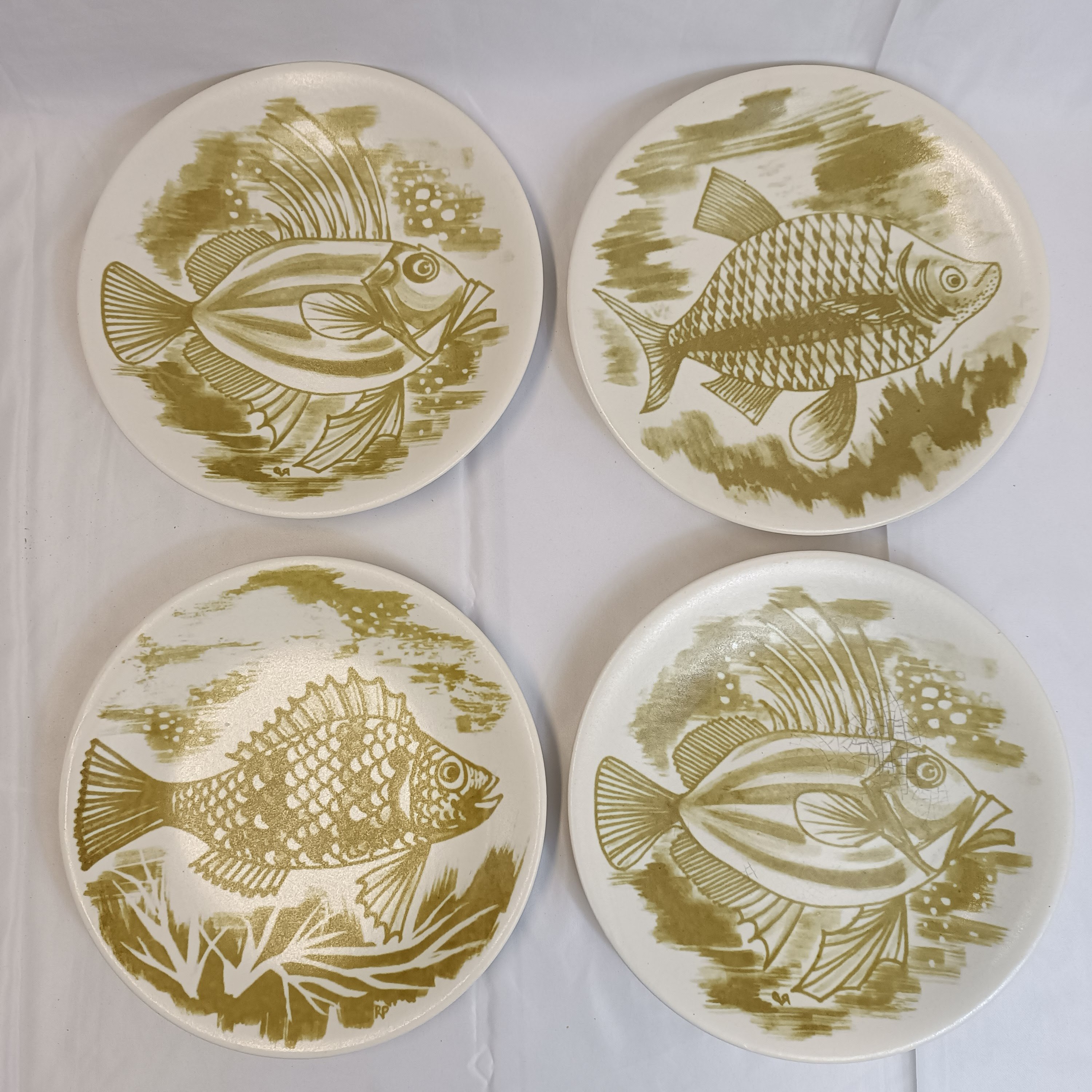 Assiette Vintage Poisson Proceram - 25cm, Céramique Verte, Passe Lave-vaisselle, Occasion