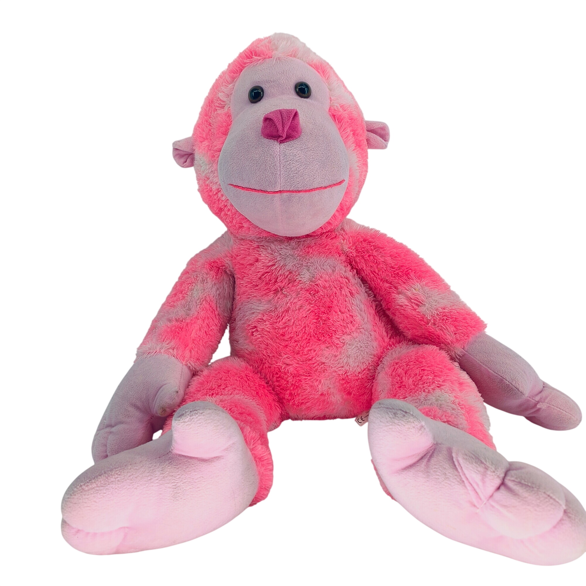 Peluche-singe-rose-Europeluche Très bon état -  reconditionné disponible sur Label Emmaüs