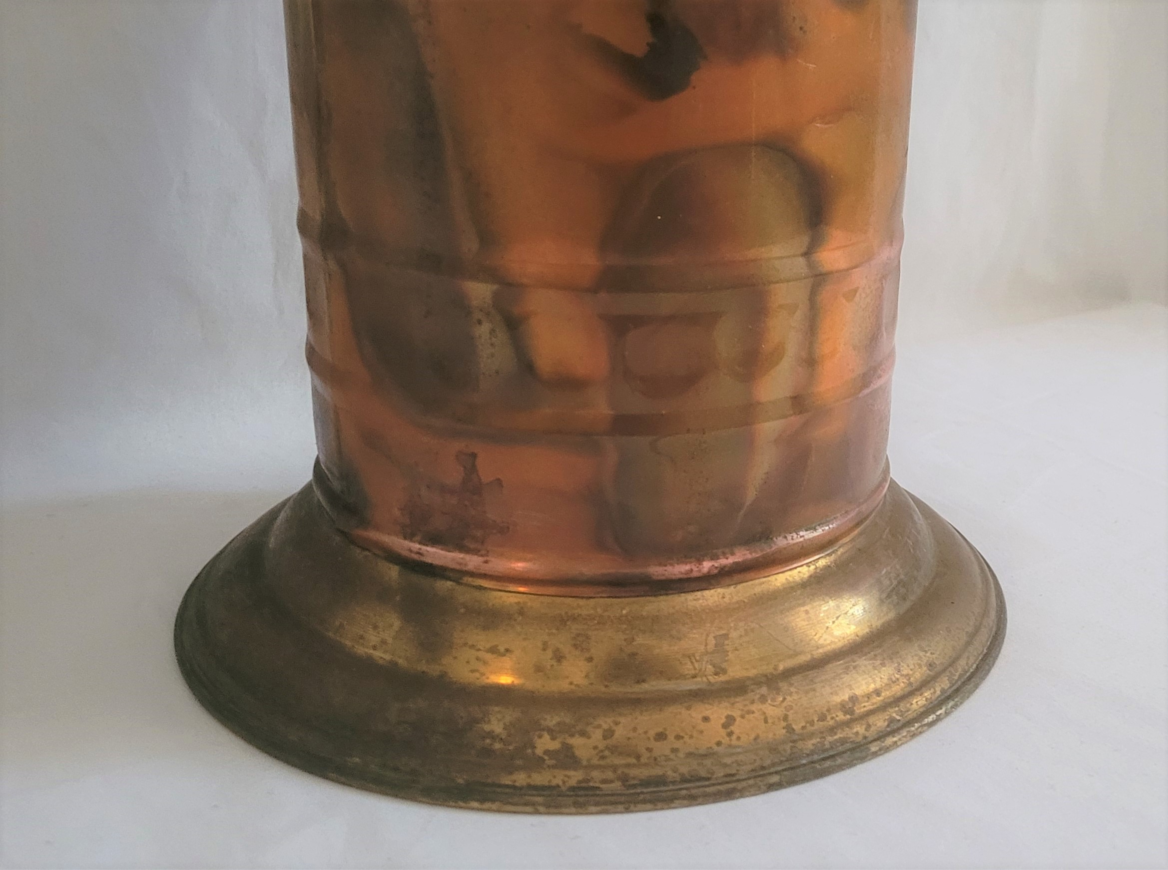 Porte parapluie rond en cuivre et laiton - Bon état - Photo 5