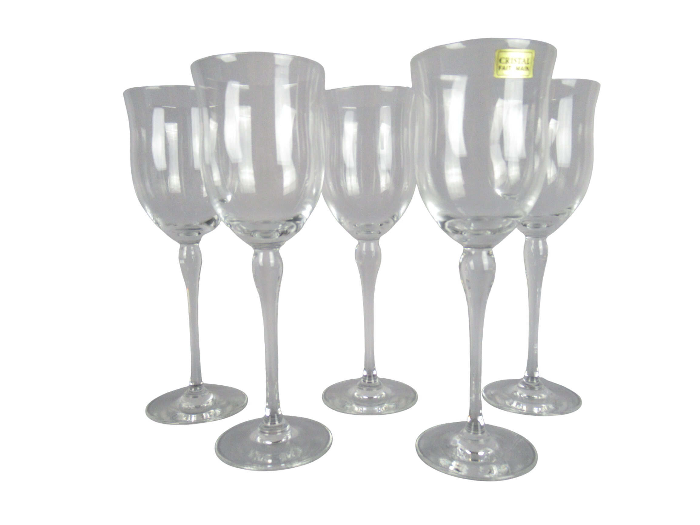 Lot de 5 grands verres à pied "tulipes" en cristal fait main Très bon état -  reconditionné disponible sur Label Emmaüs
