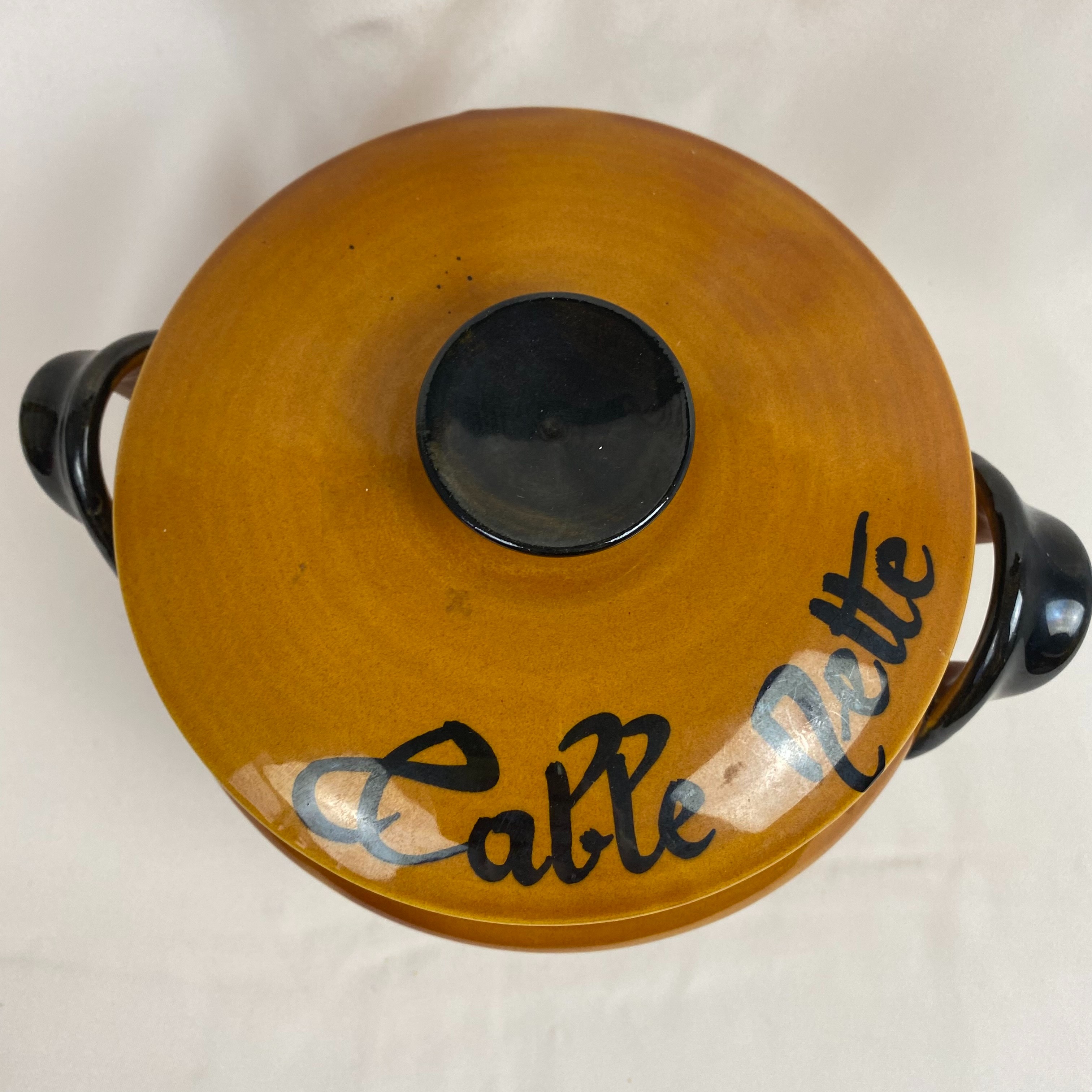 Soupière vintage Vallauris - Céramique émaillé Orange et Noir - Année 60 Bon état - Vue 2 - 