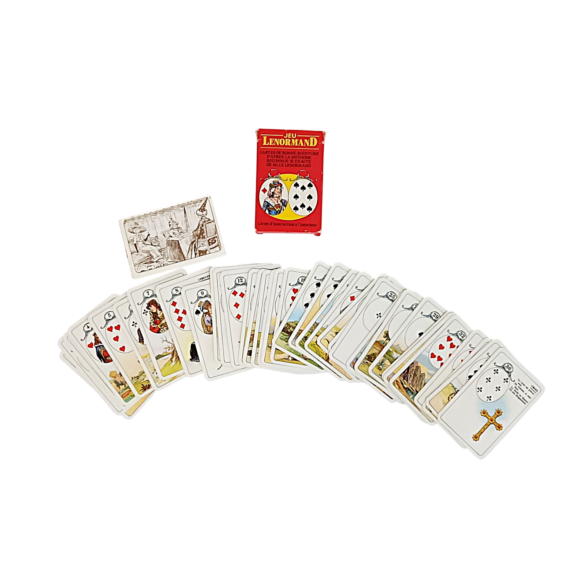 Acheter Cartes de bonne aventure Lenormand – jeu de 36 cartes avec coffret Bon état - 10,00 € Cartes de bonne aventure Lenormand – jeu de 36 cartes avec coffret Bon état - reconditionné disponible sur Label Emmaüs