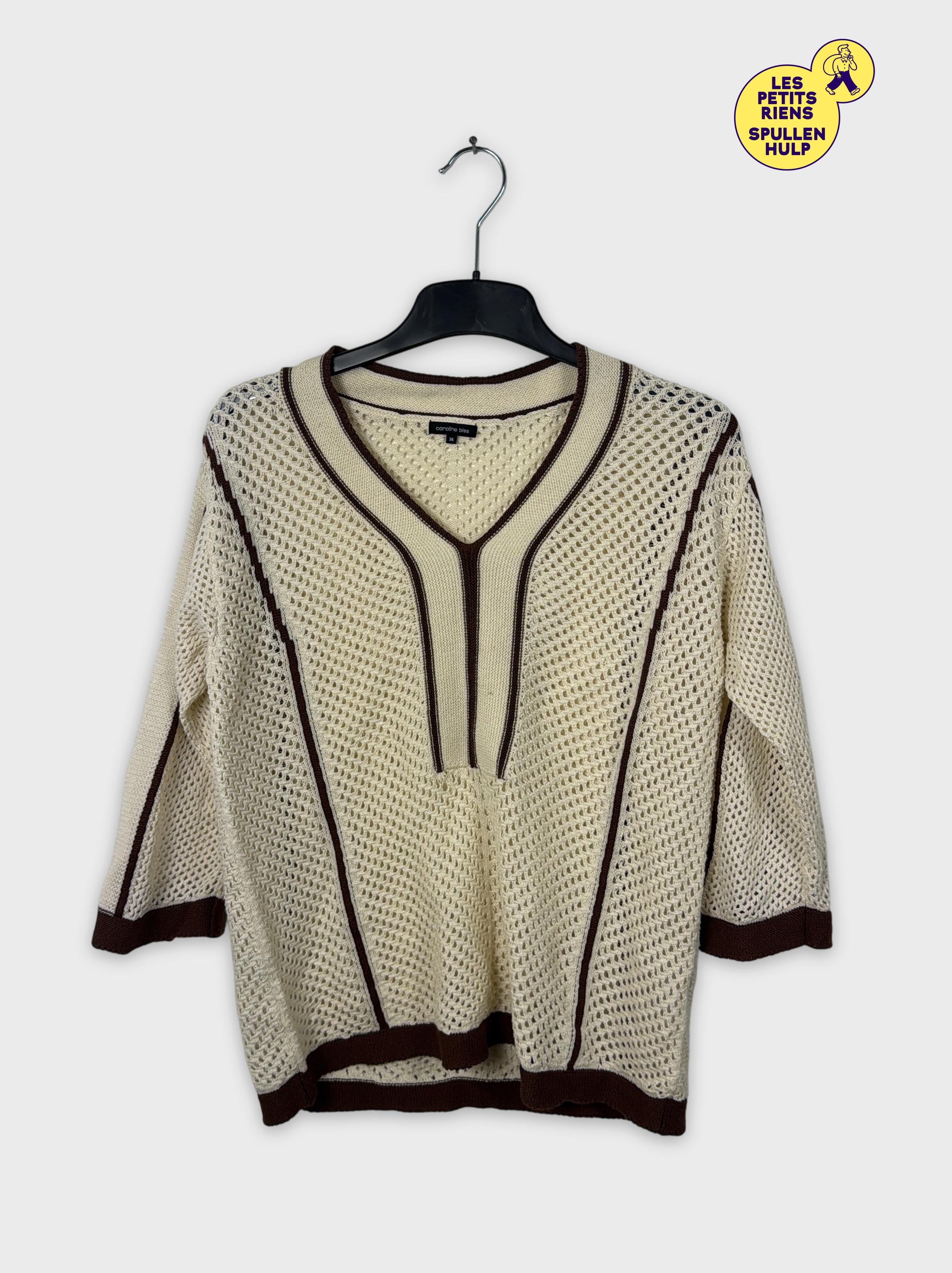 Pull ajouré Caroline biss rayures marron S 🤎 - Photo 0