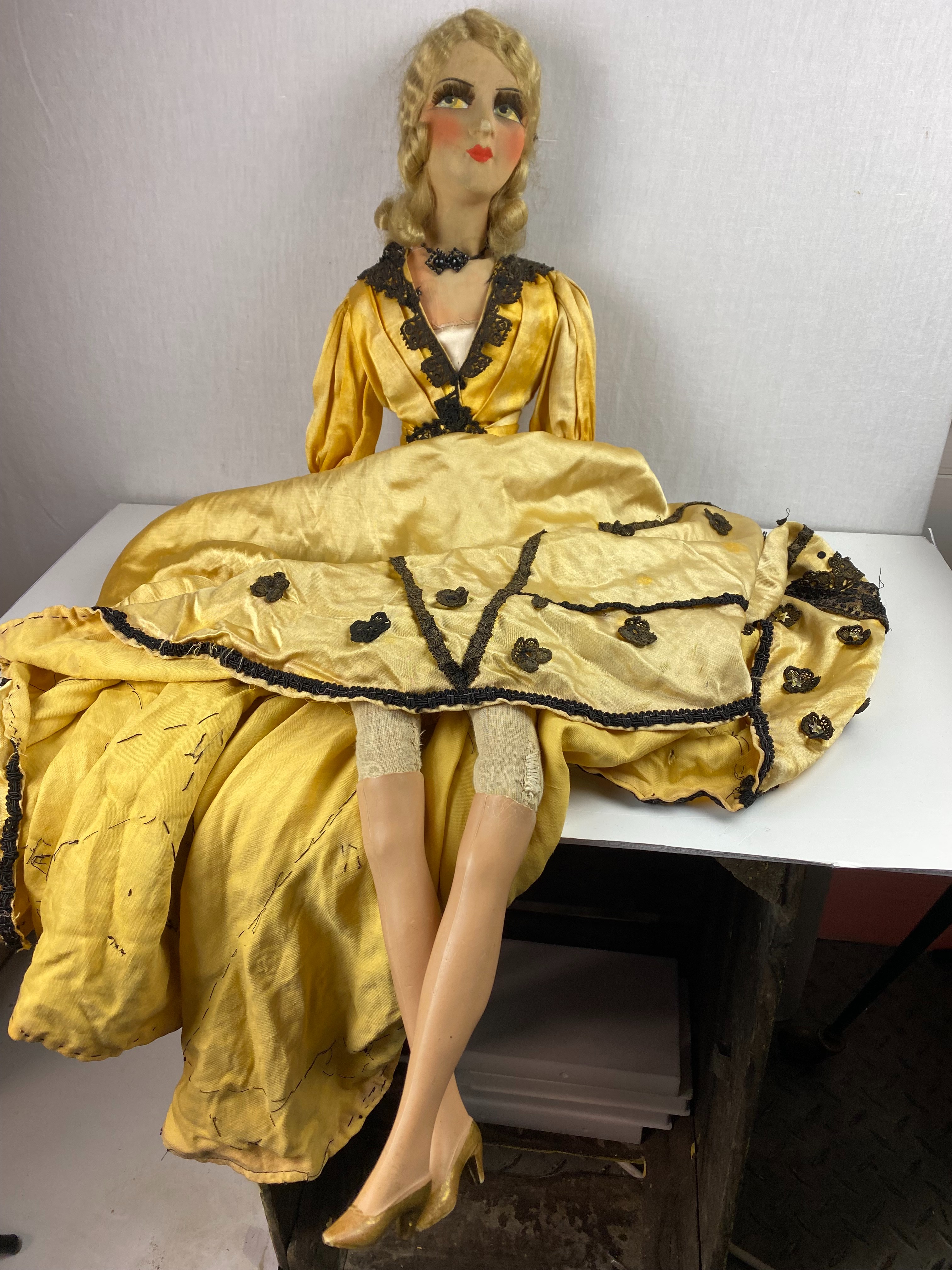 Grande Poupée Ancienne De Salon Boudoir - Années 1920 - 82 Cm - Sans Marque