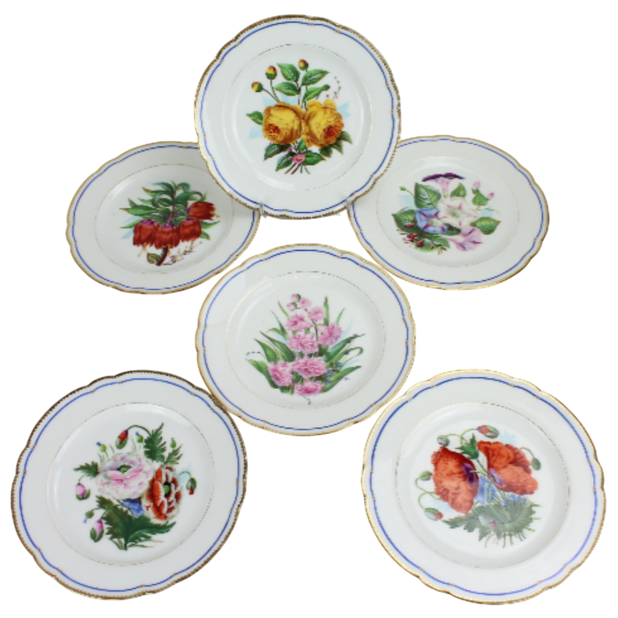 6 Assiettes Anciennes - Porcelaine peinte - Photo 0