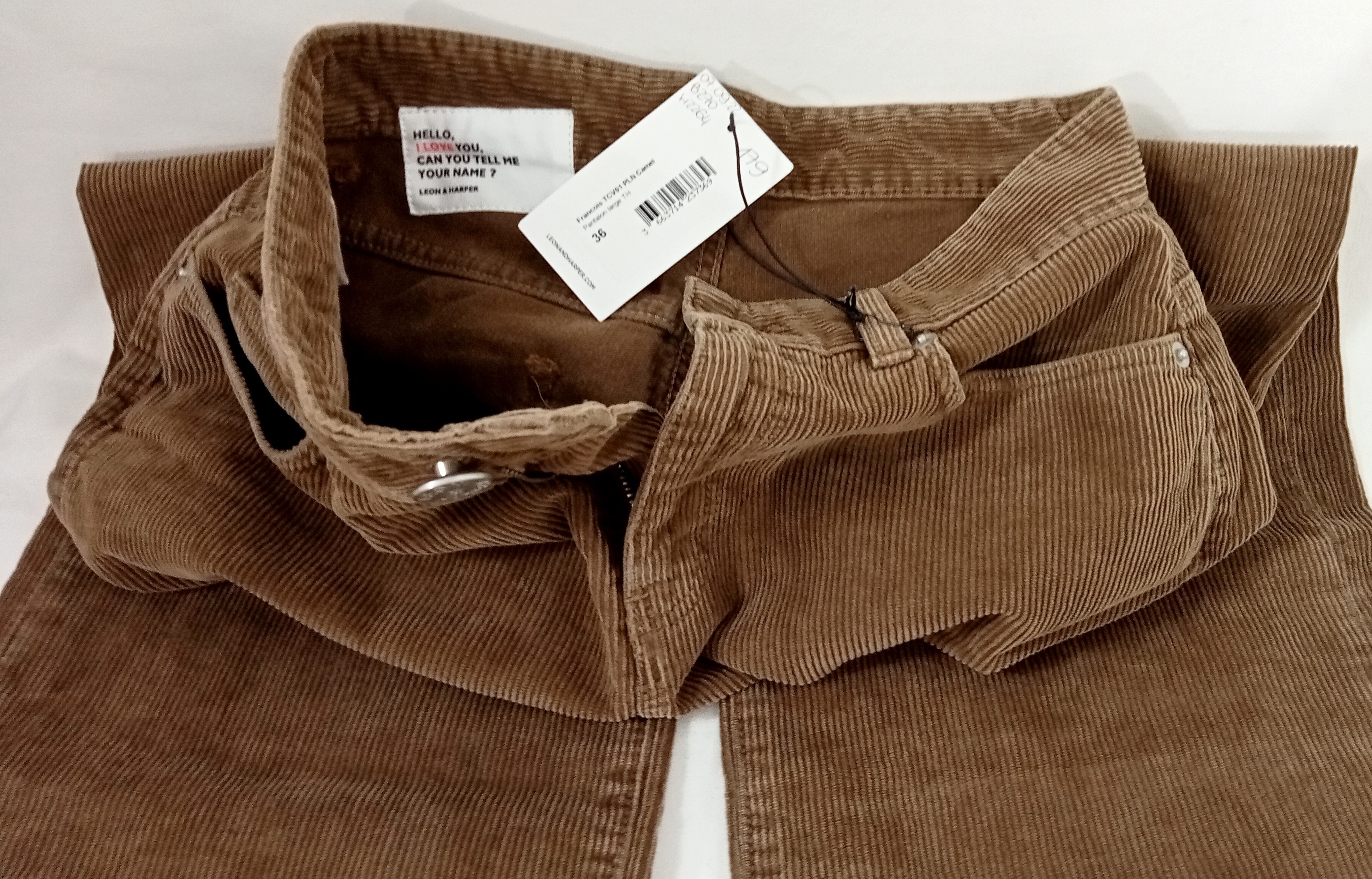 Pantalon large velours camel - LEON & HARPER - 36 🤎 - Photo 2