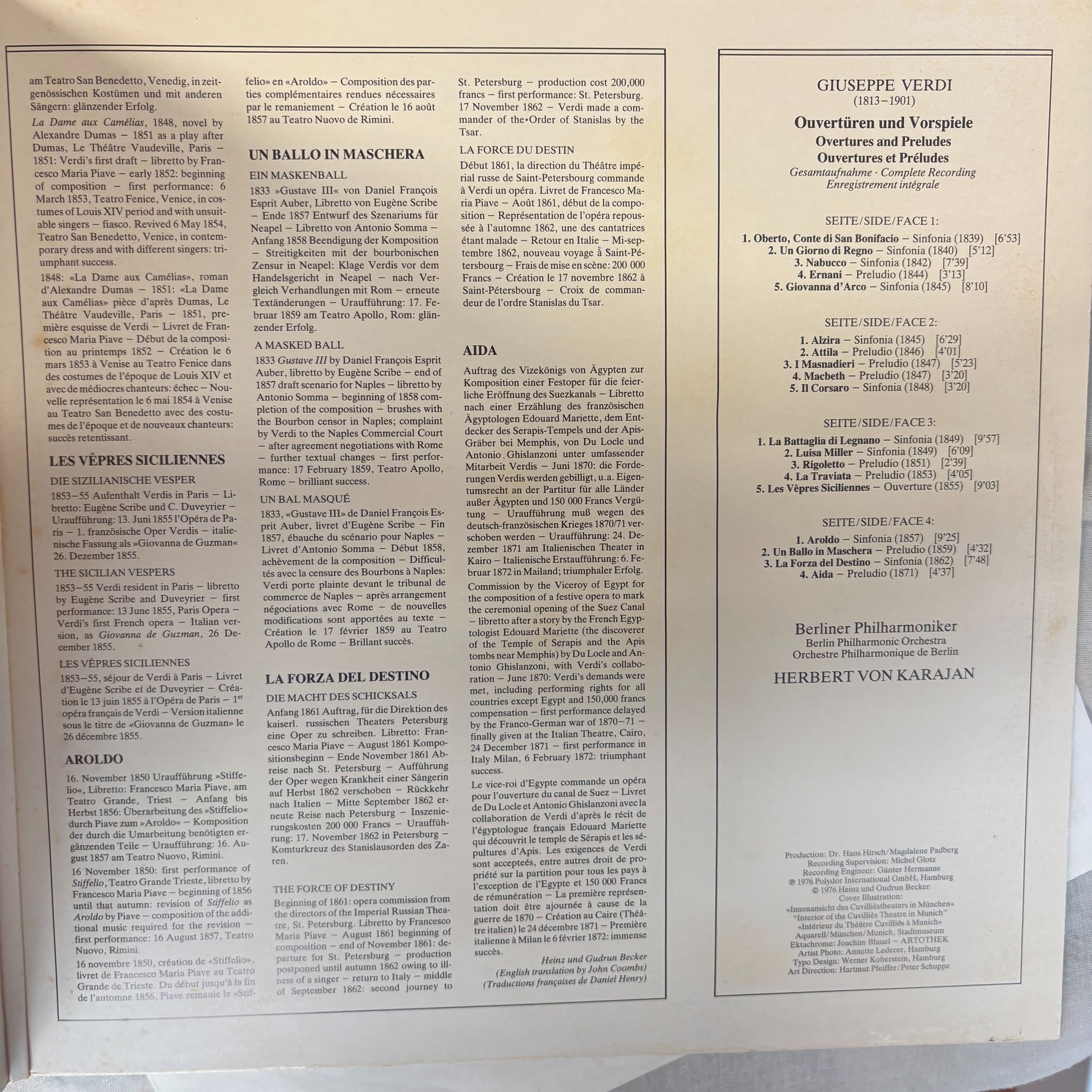 Voir photo 5 de Giuseppe Verdi "Ouvertures Et Préludes intégrale" 2 Vinyles 33t 1976 Giuseppe Verdi "Ouvertures Et Préludes intégrale" 2 Vinyles 33t 1976 Bon état - Vue 5 -
