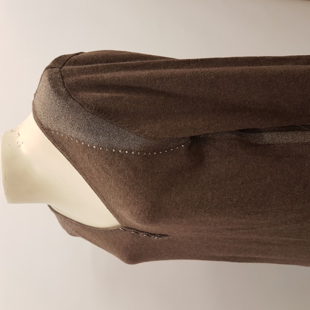 Pull de fêtes marron avec fils d'argent et petits clous brillants - Bréal - Taille 1 - Photo 3