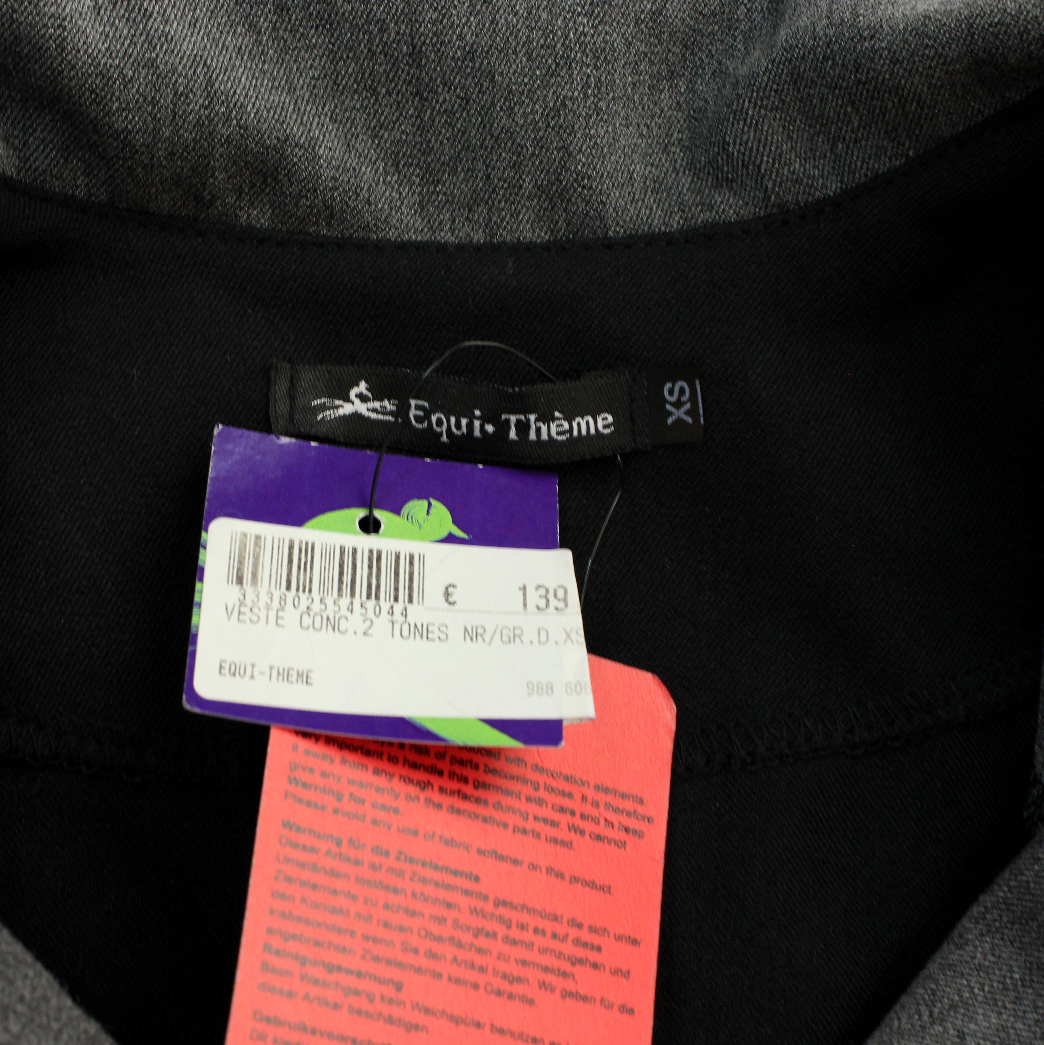 Veste Femme De Concours Equitation Noire & Grise EQUI.THEME Taille XS  - Vue 7 - 
