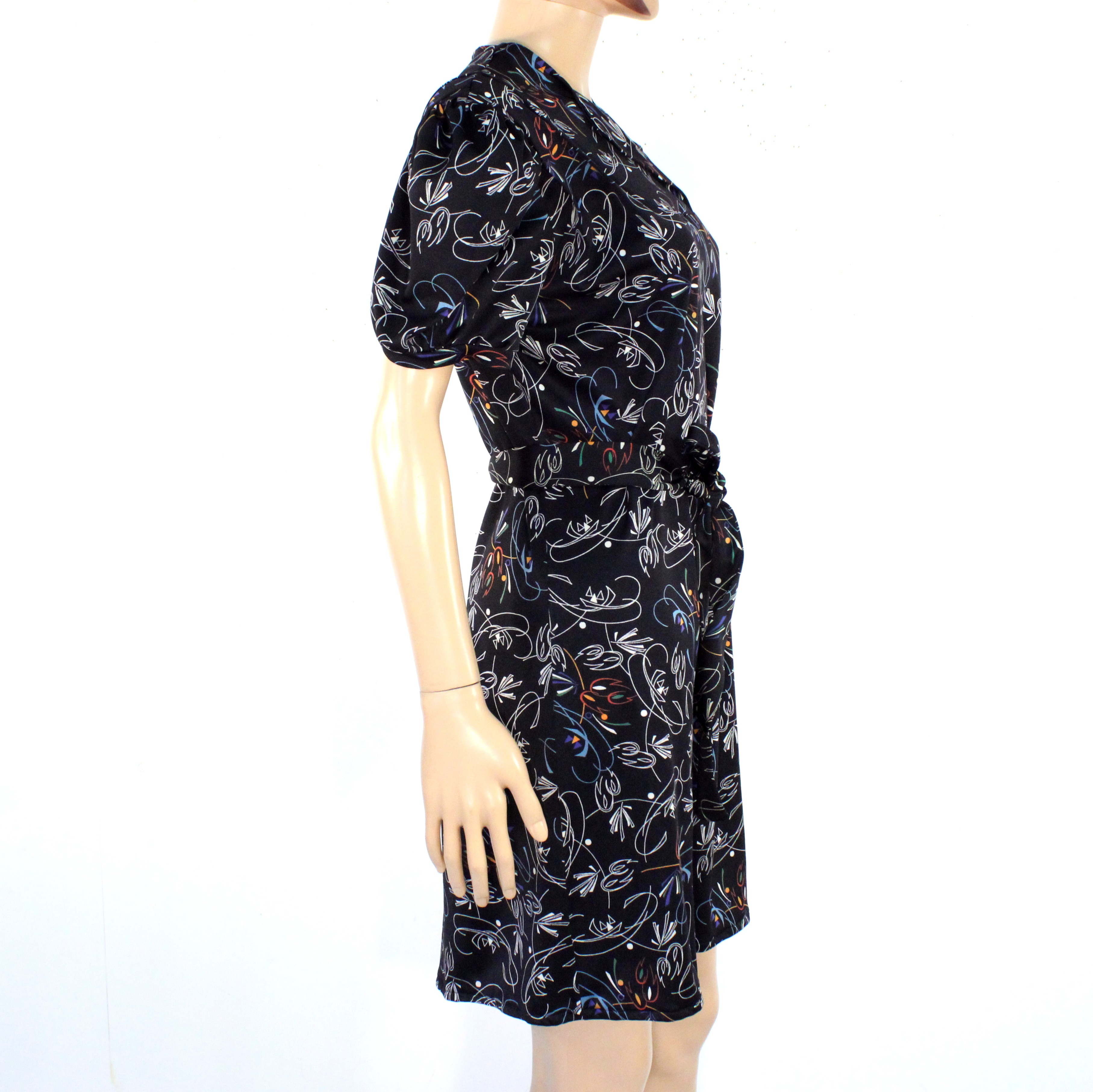 Robe Noire A Motifs Estimée Taille Unique - Photo 2