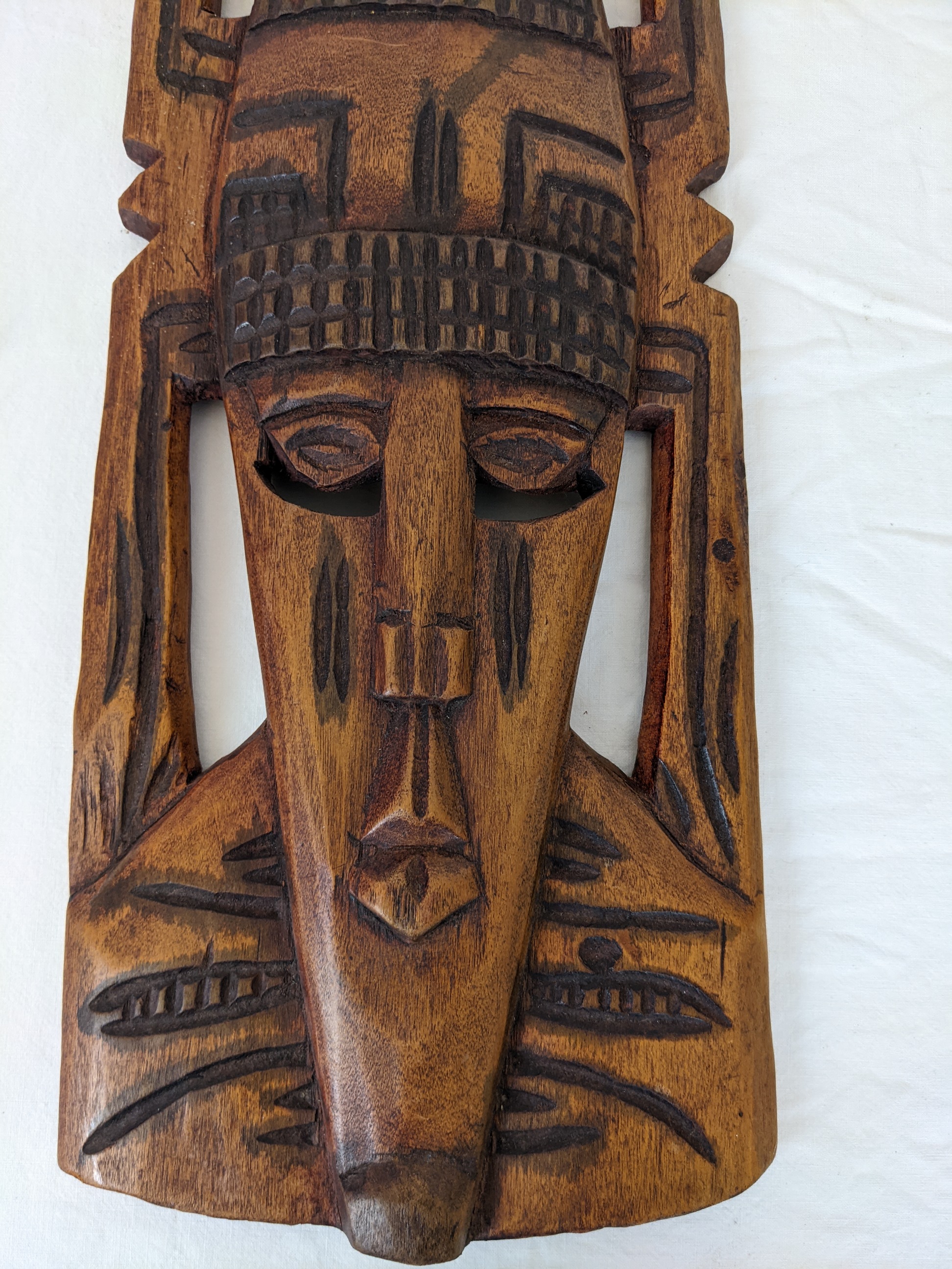 Pendentif Ancien En Bois Sculpté Ethnique Africain - Style Vintage Unisexe, Or 18 Carats - Occasion