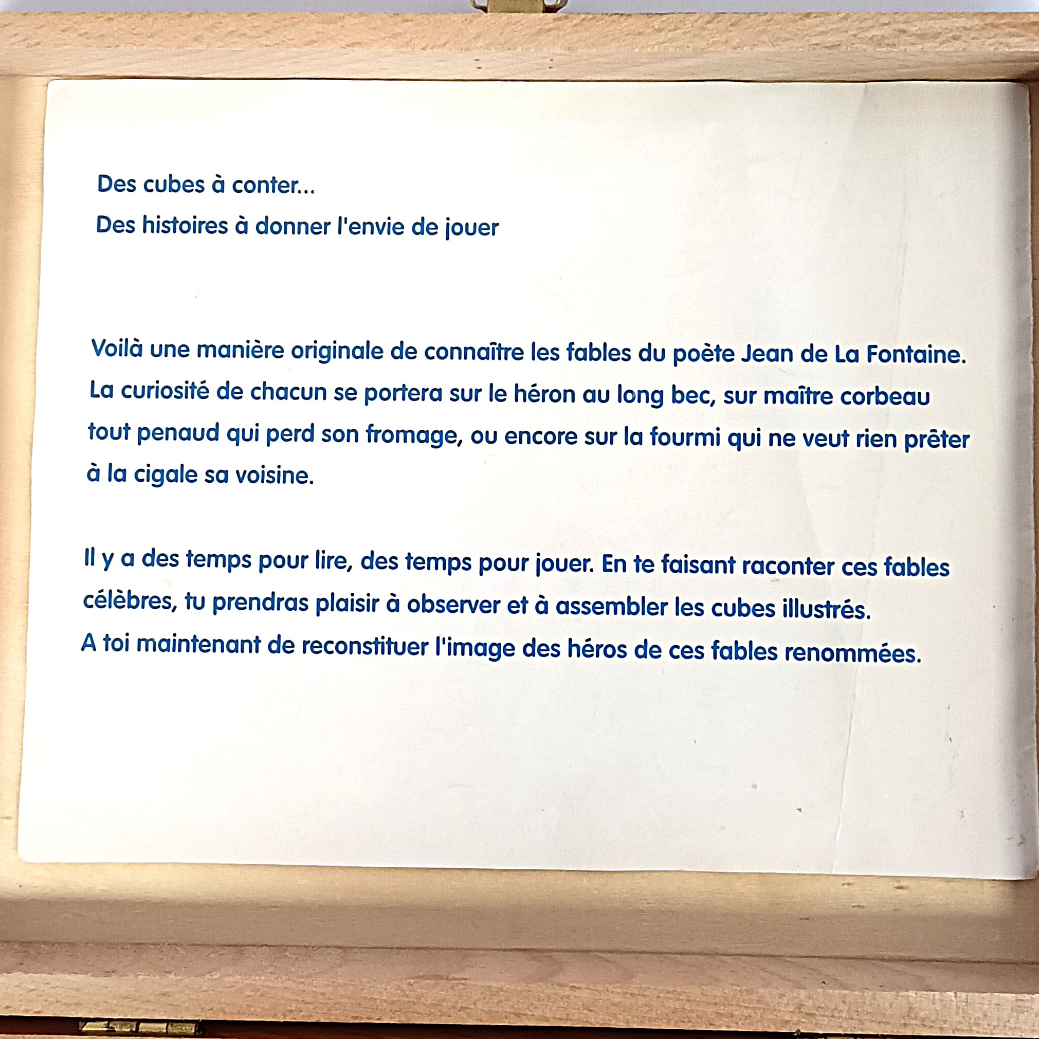 Jeu de 20 cubes puzzle en bois Jeujura – Fables de La Fontaine Bon état - Vue 2 - 