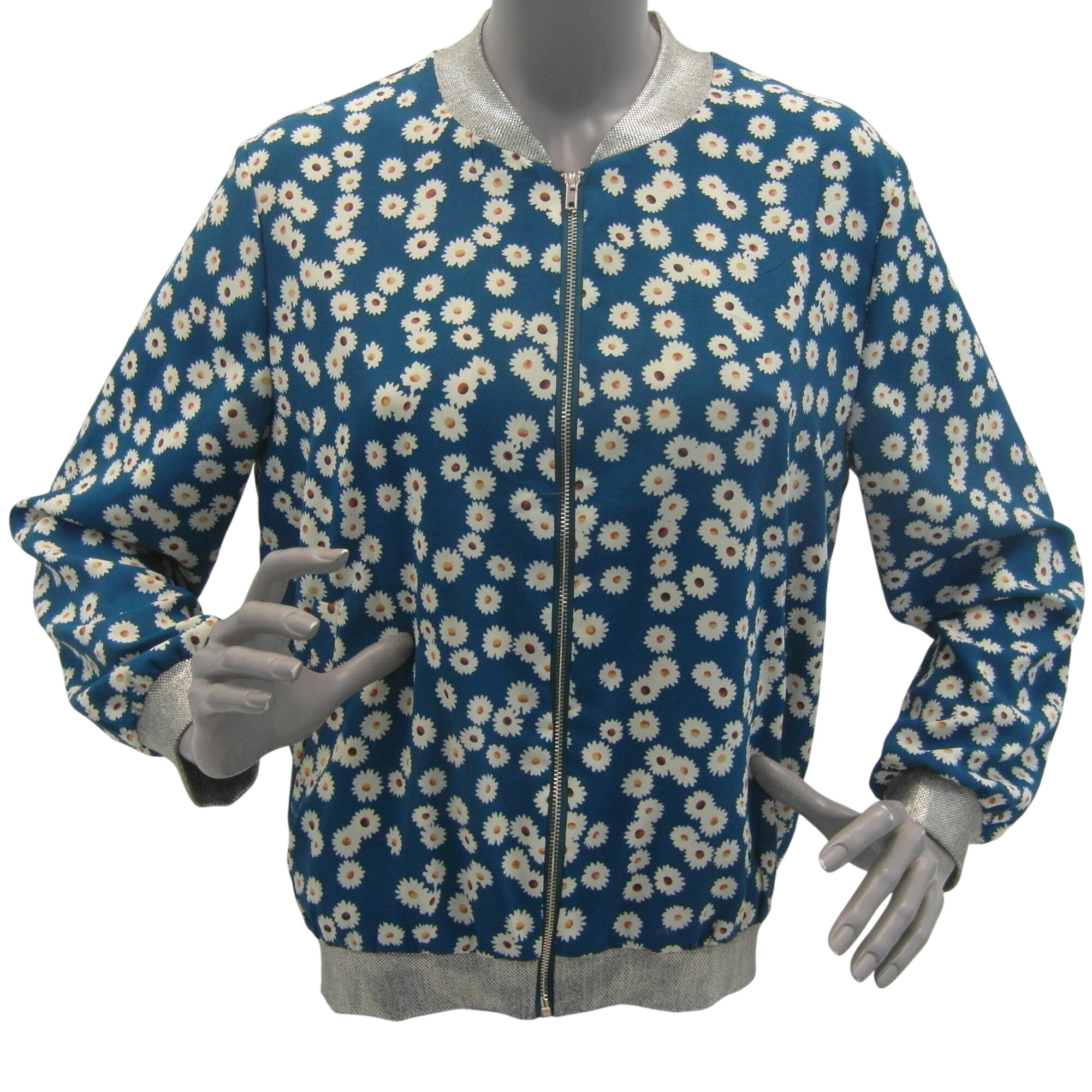 Veste bleue motifs floral It hippie taille M - Photo 0