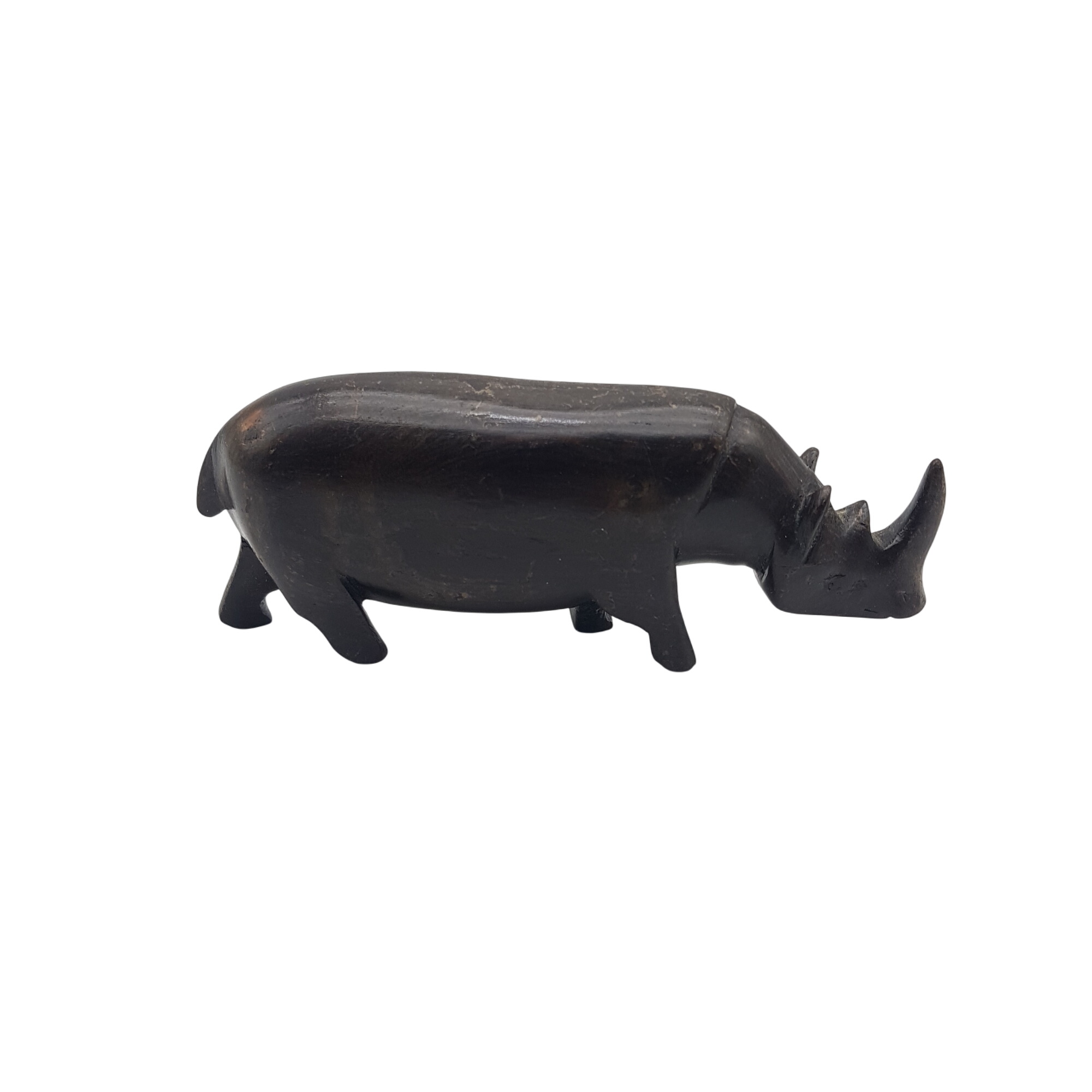 Rhinocéros en bois massif - Photo 0