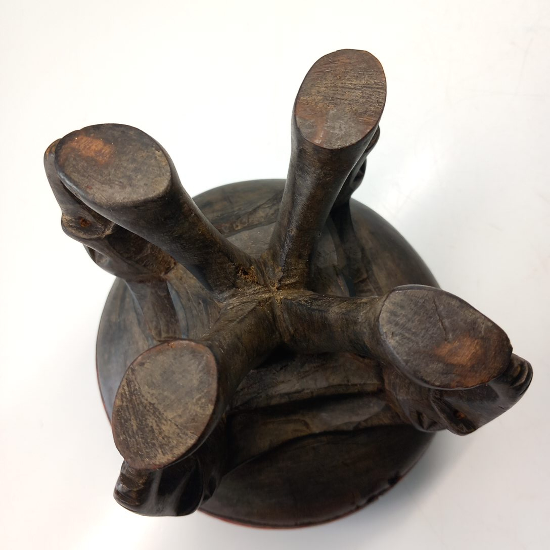 Cendrier Sculpté Afro Tripode Pied Eléphant en bois  - Photo 4