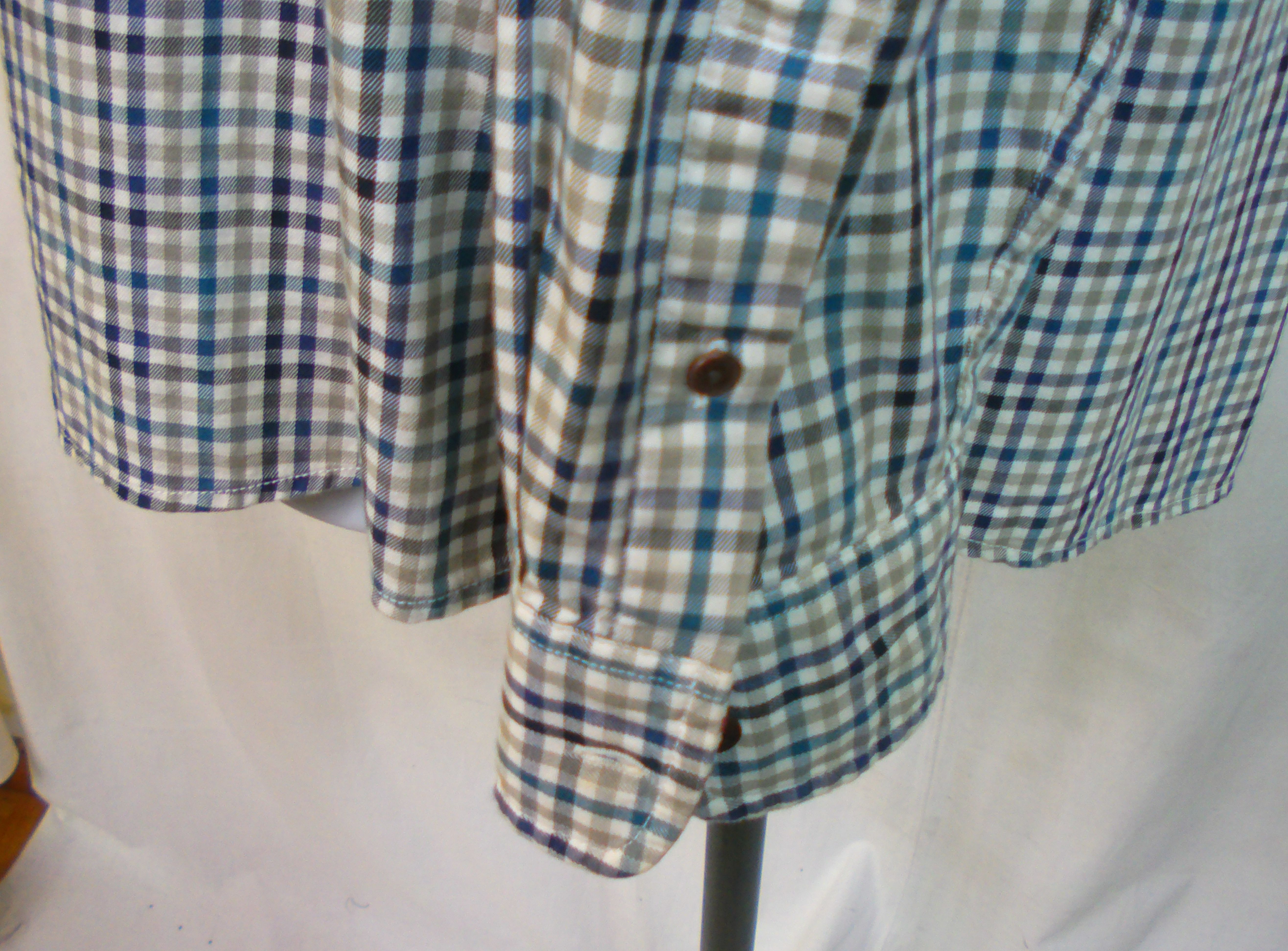 Chemise homme AIGLE, petit carreaux bleu vert, taille 3 XL - Photo 4