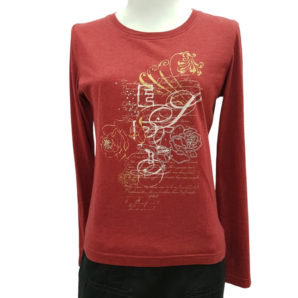 Top rouge cramoisi imprimé jaune et blanc - ESPRIT - taille M - Photo 0