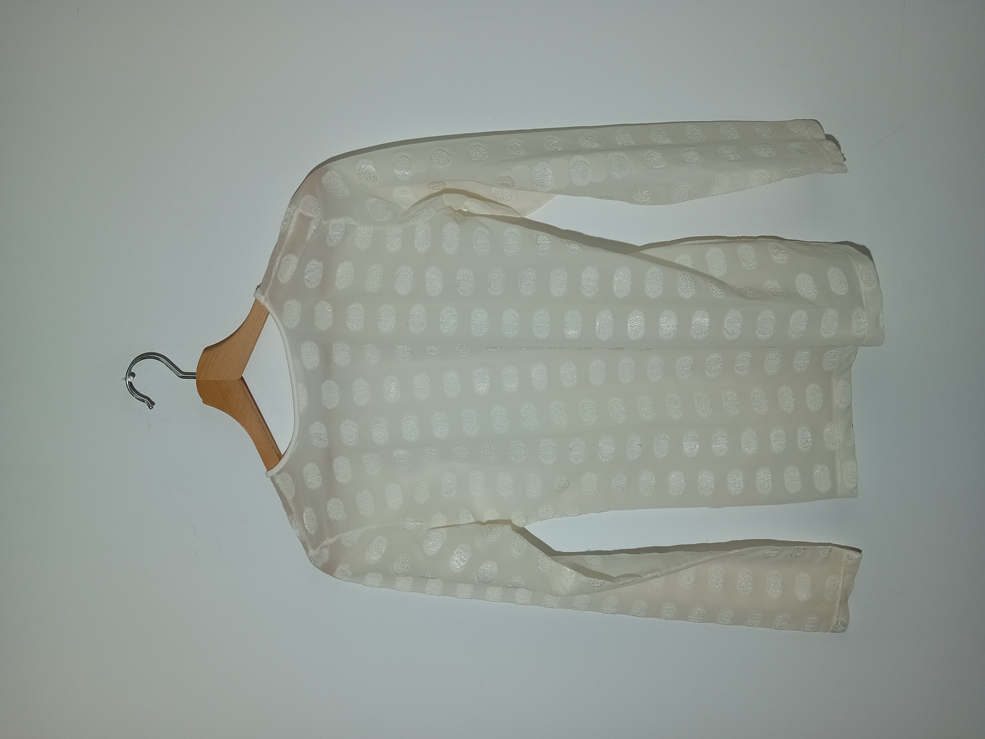 Haut Texturé Blanc Cassé Manches Longues Femme Poupoupidou M (V3590)  - Vue 2 - 