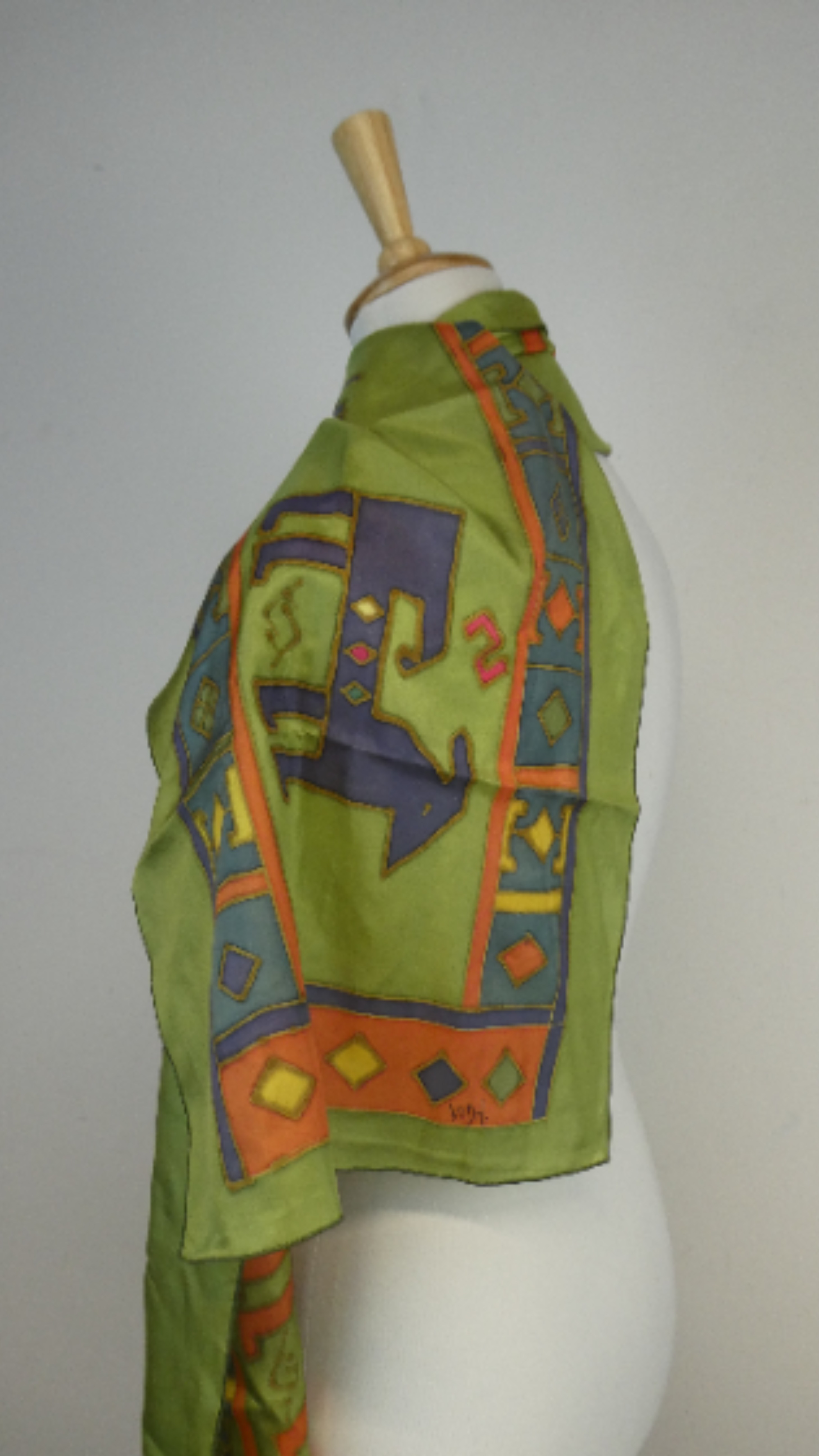 Vida - Foulard Grand format, motif géométrique multicolore sur fond vert - Photo 4